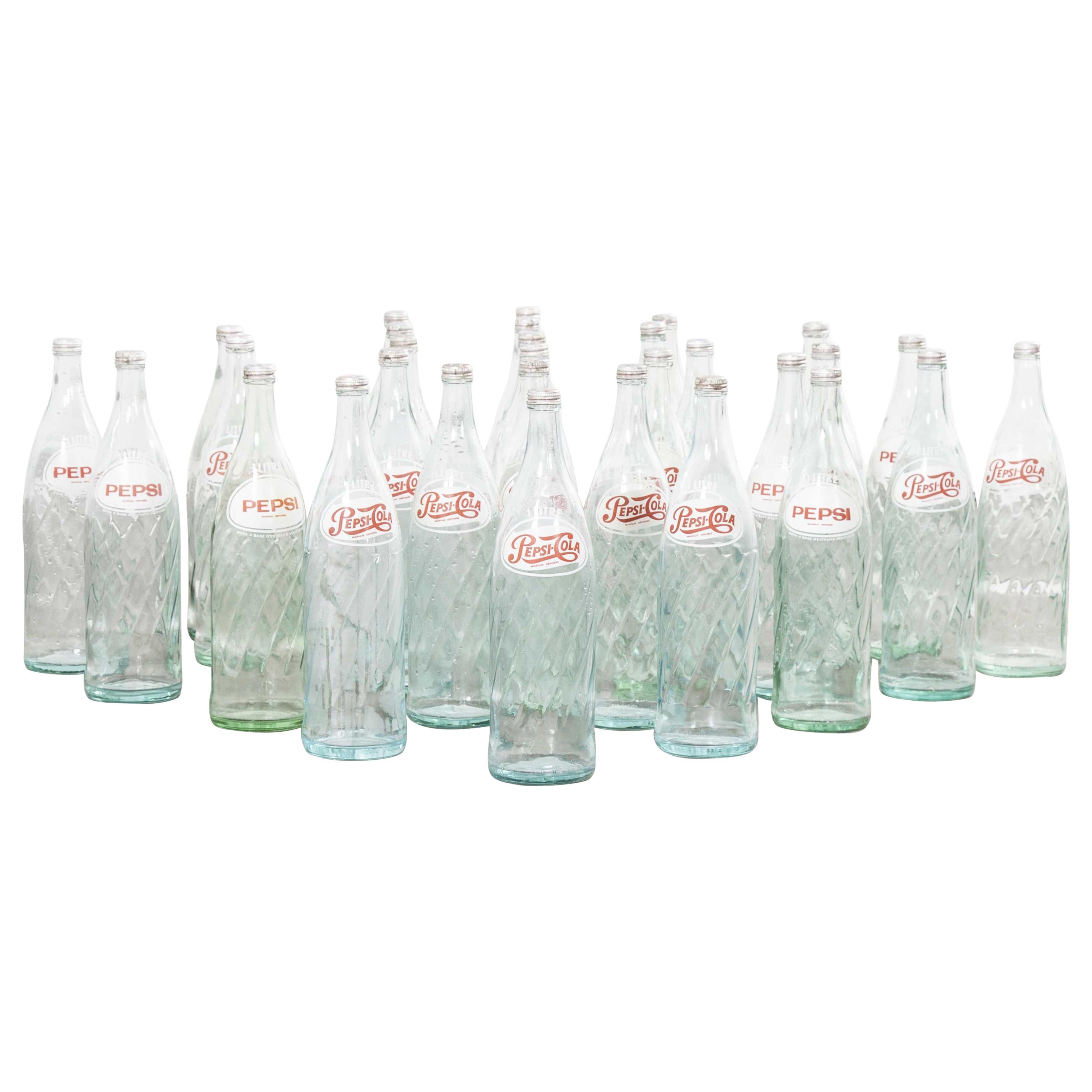 1960s Original French Glass Pepsi Bottles, Large Quantity Available