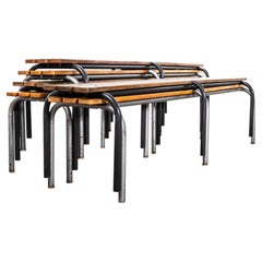1960’s Original French Mullca Long Slatted Grey Tone Benches
