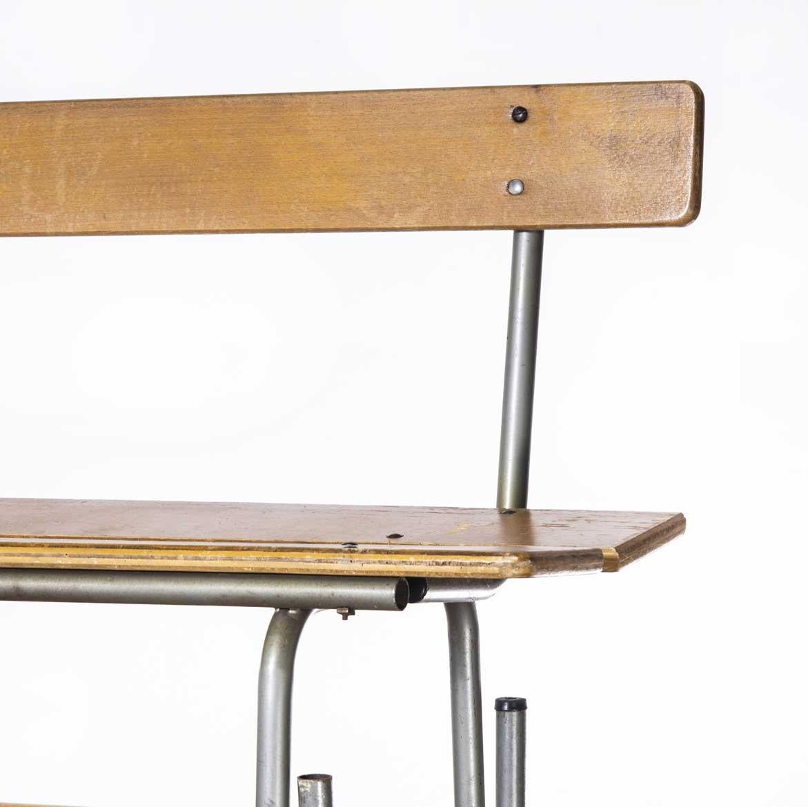 1960's Original French Mullca School Bench with Back For Sale 3