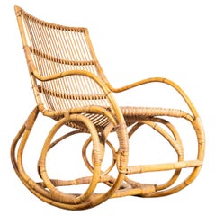 1960's Original French Rattan Rocking Chair