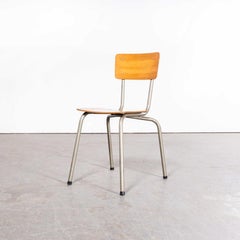 1960’s Original French Stacking University Silver Slim Back Dining Chairs - Set