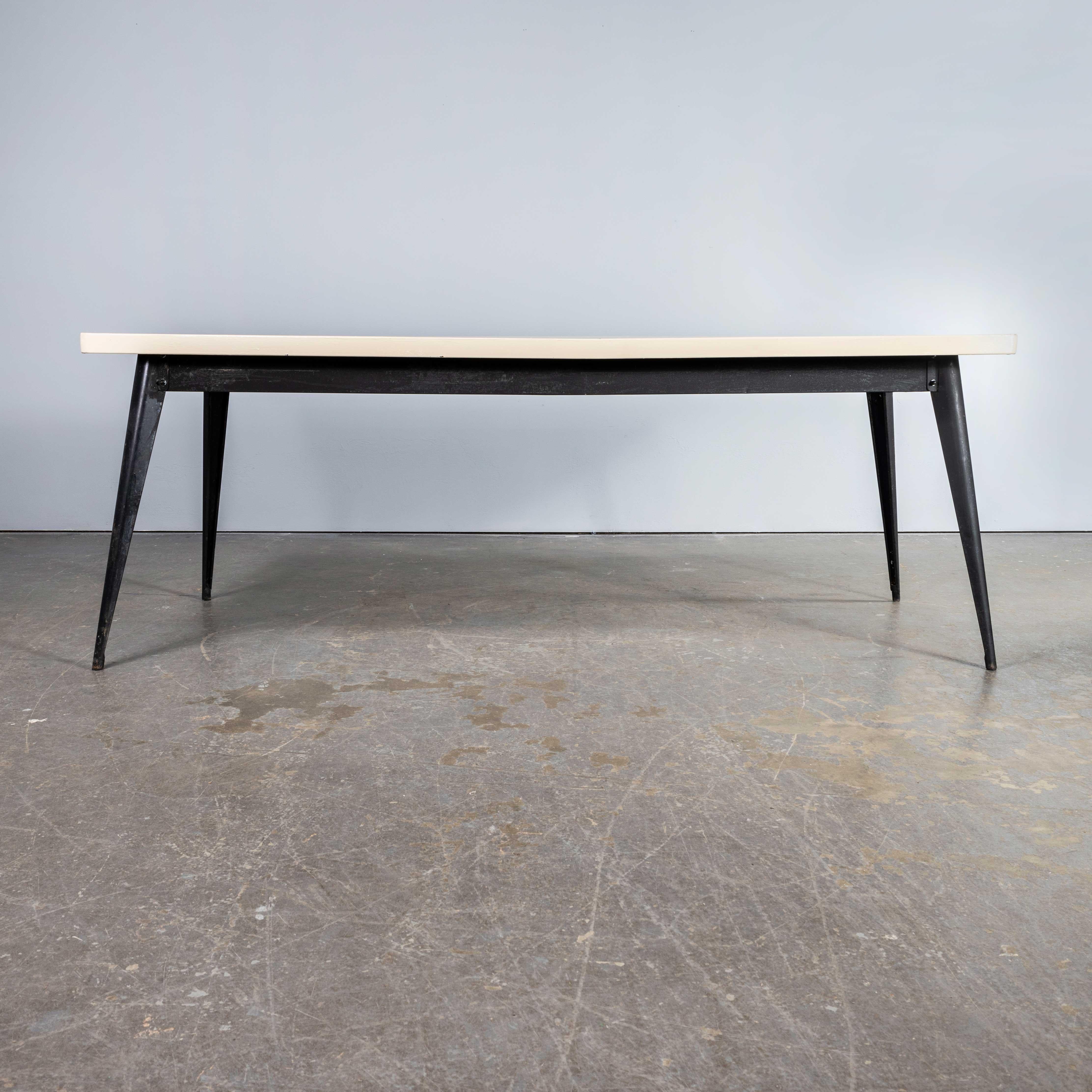 1960's Original French T55 Tolix Rectangular White 2 Metre Dining Table. (932.4) In Good Condition For Sale In Hook, Hampshire