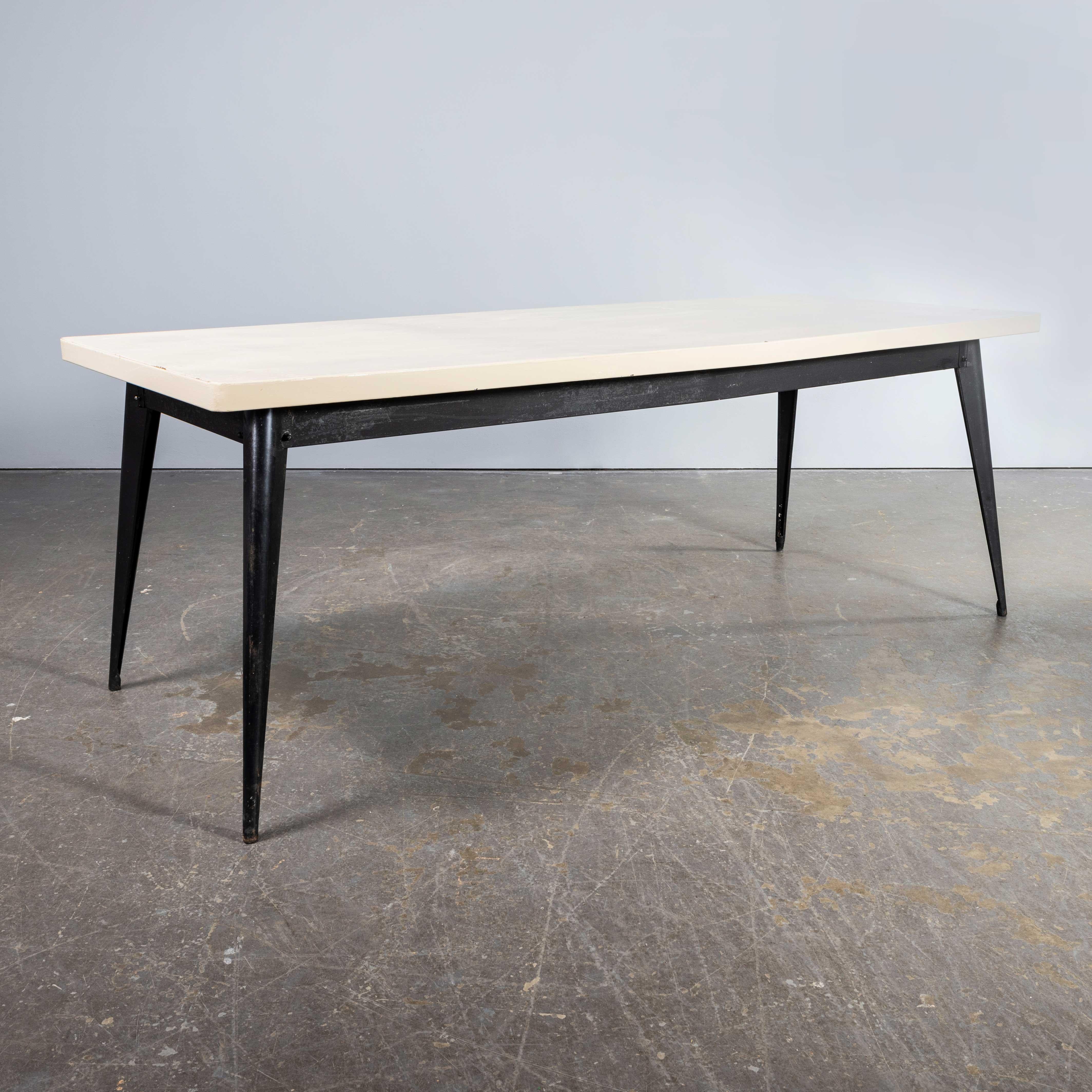 Sheet Metal 1960's Original French T55 Tolix Rectangular White 2 Metre Dining Table. (932.4) For Sale