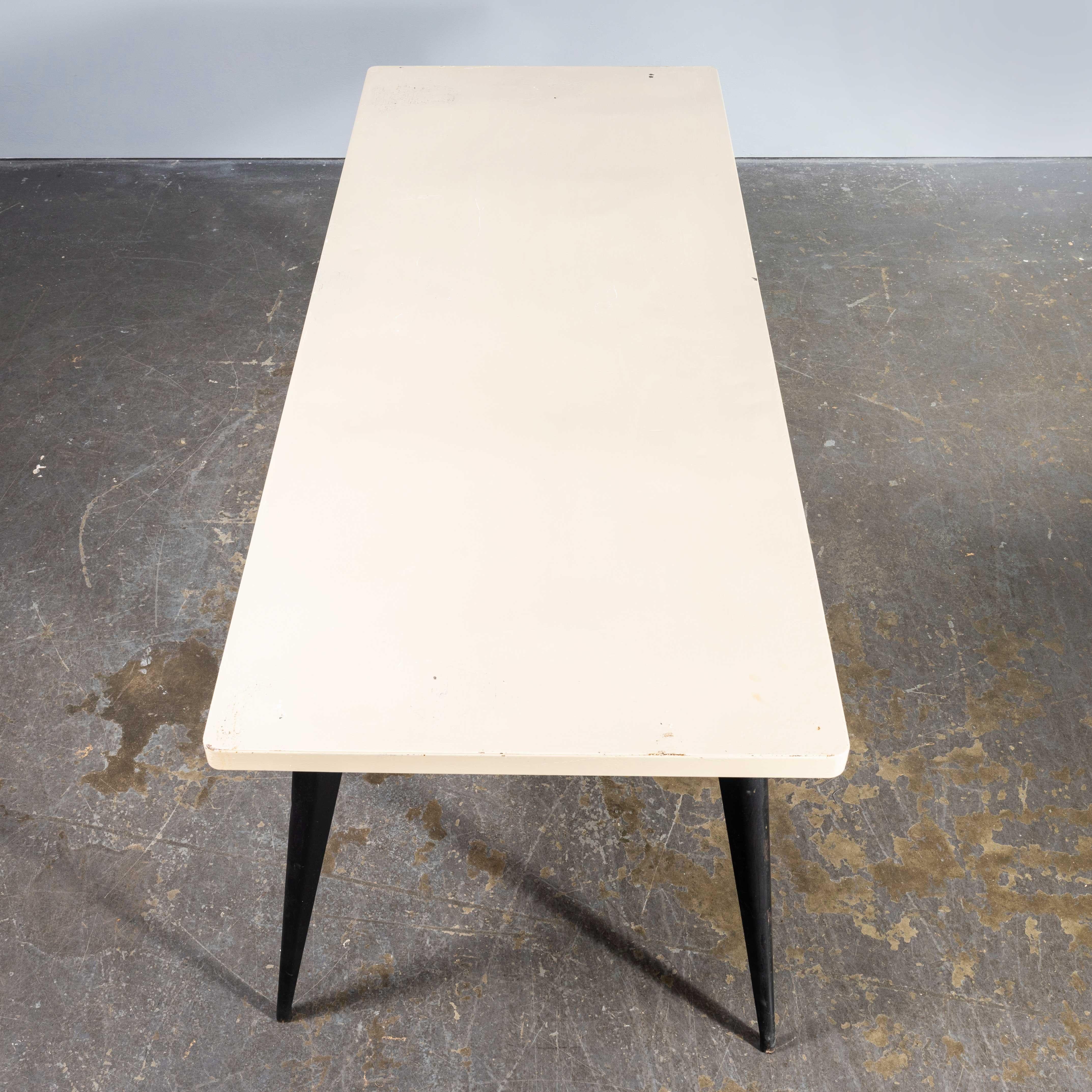 1960's Original French T55 Tolix Rectangular White 2 Metre Dining Table. (932.4) For Sale 1