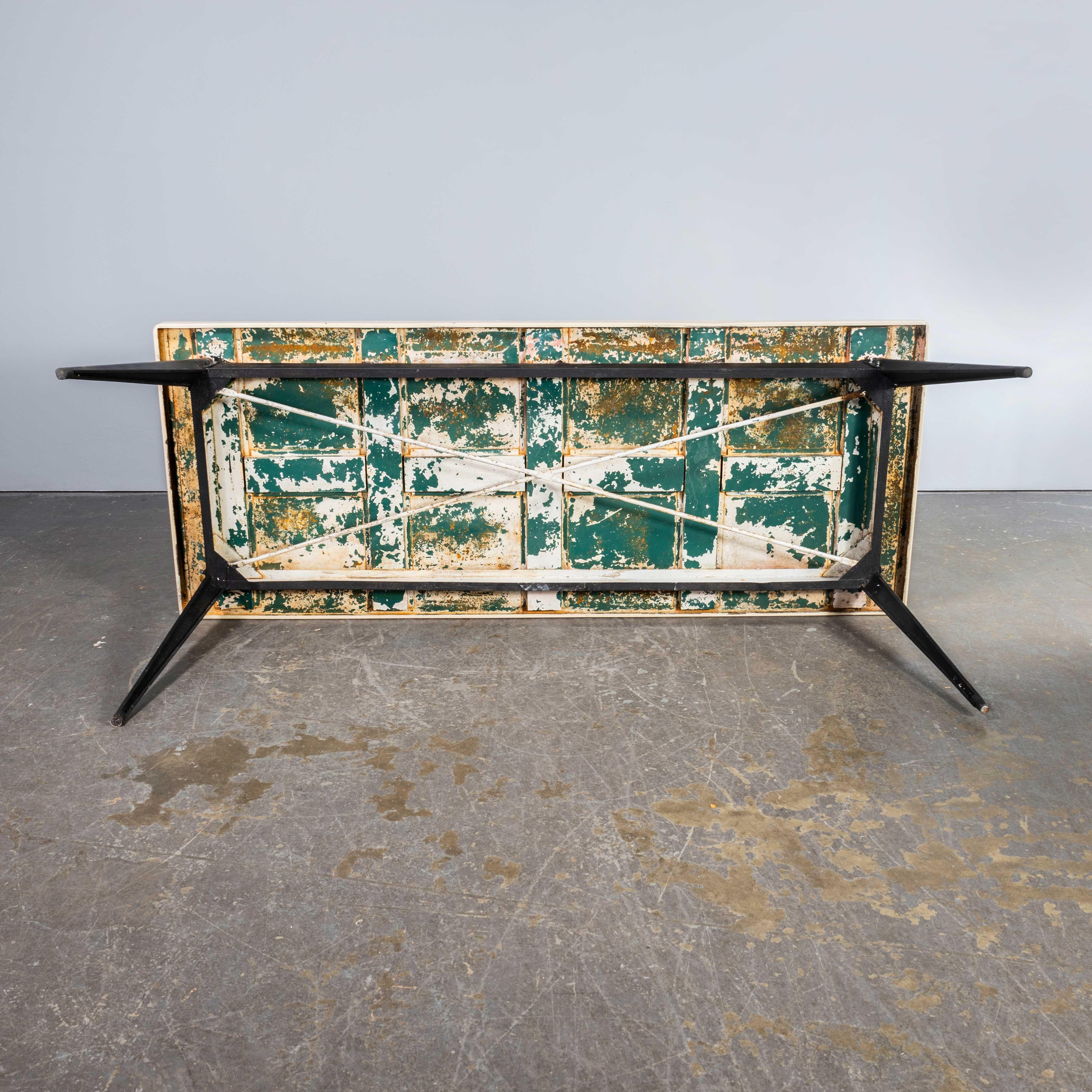 1960's Original French T55 Tolix Rectangular White 2 Metre Dining Table. (932.4) For Sale 2