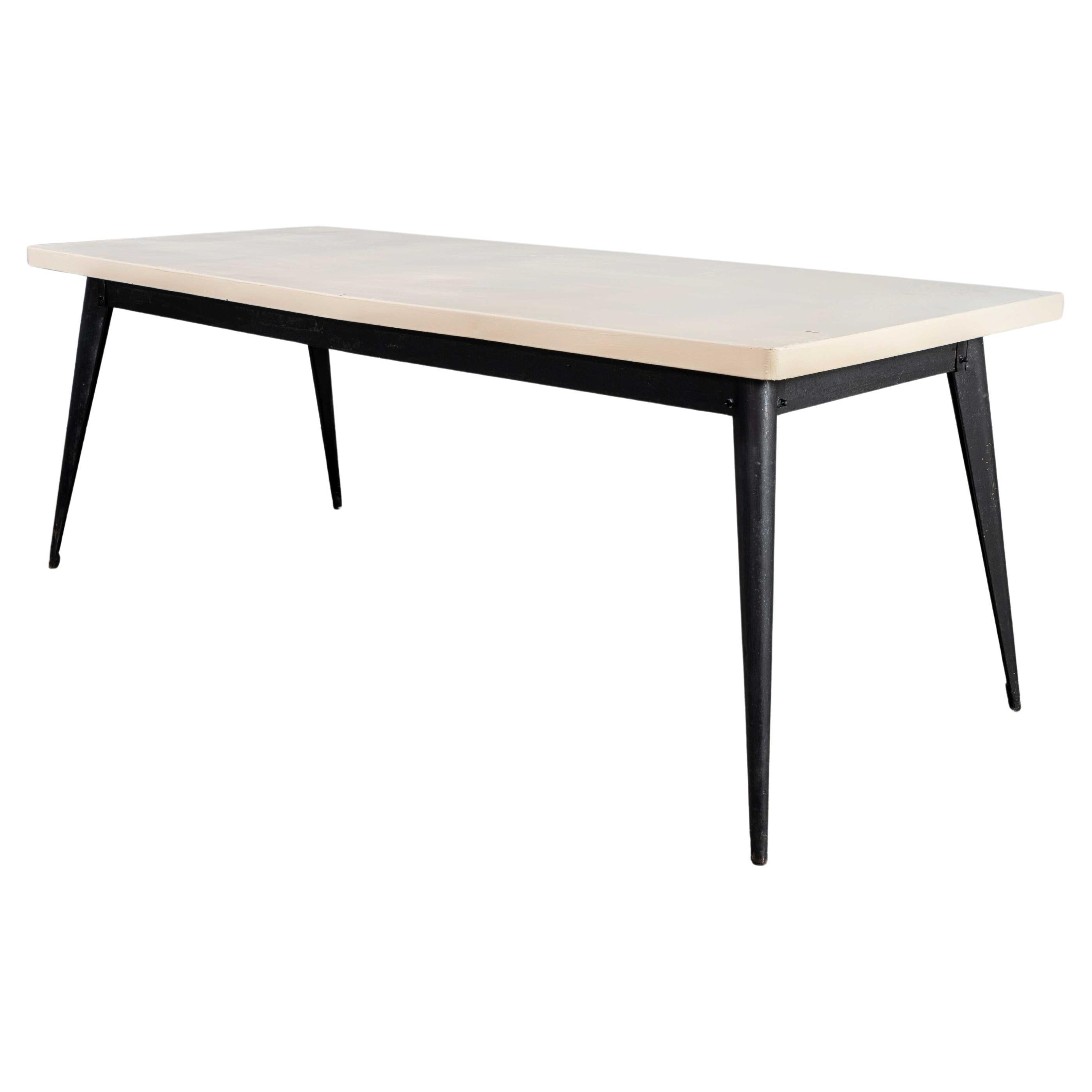 Mesa de Comedor Original Francesa T55 Tolix Rectangular Blanca de 2 Metros de 1960. (932.4)