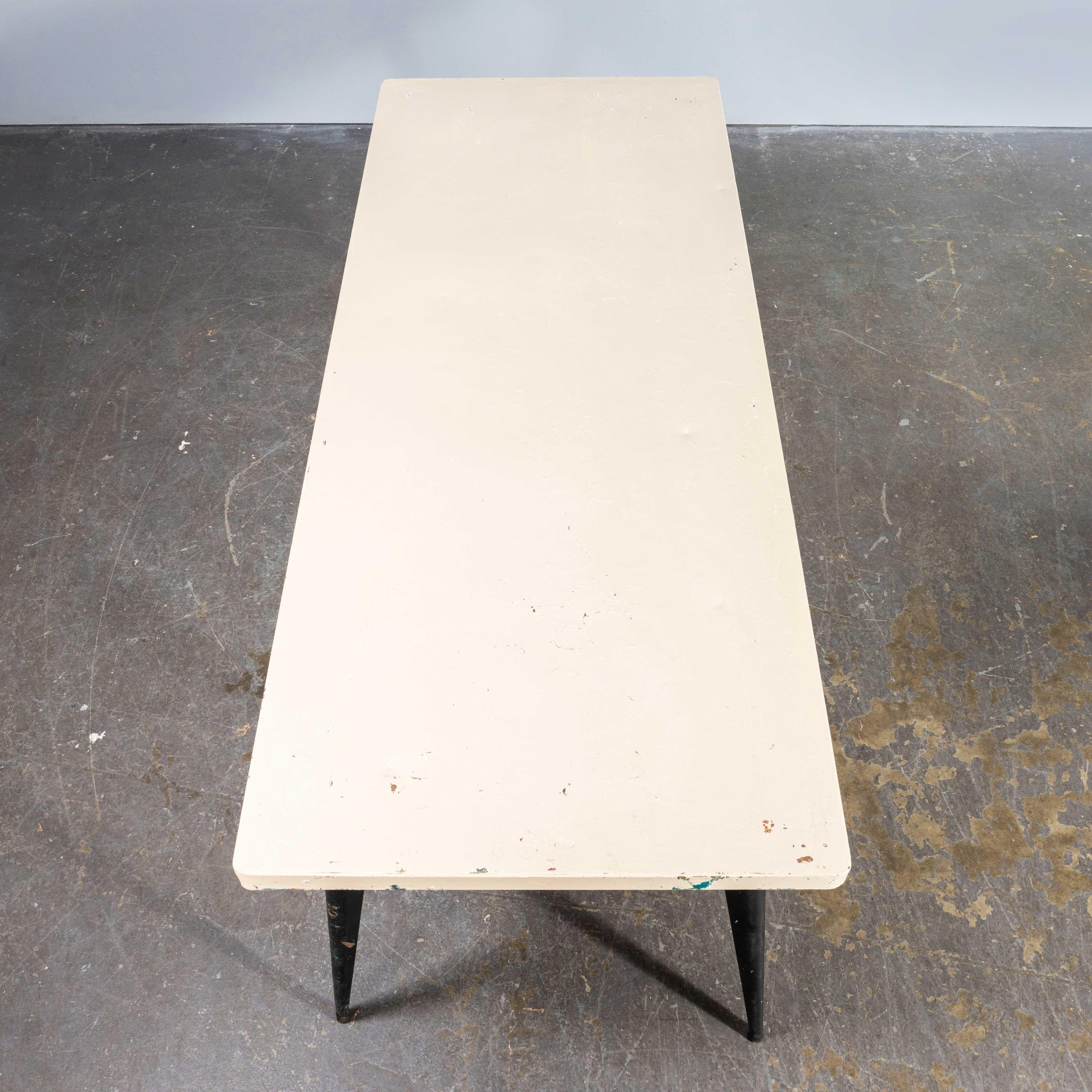Sheet Metal 1960's Original French T55 Tolix Rectangular White 2 Metre Dining Table. (932.5) For Sale