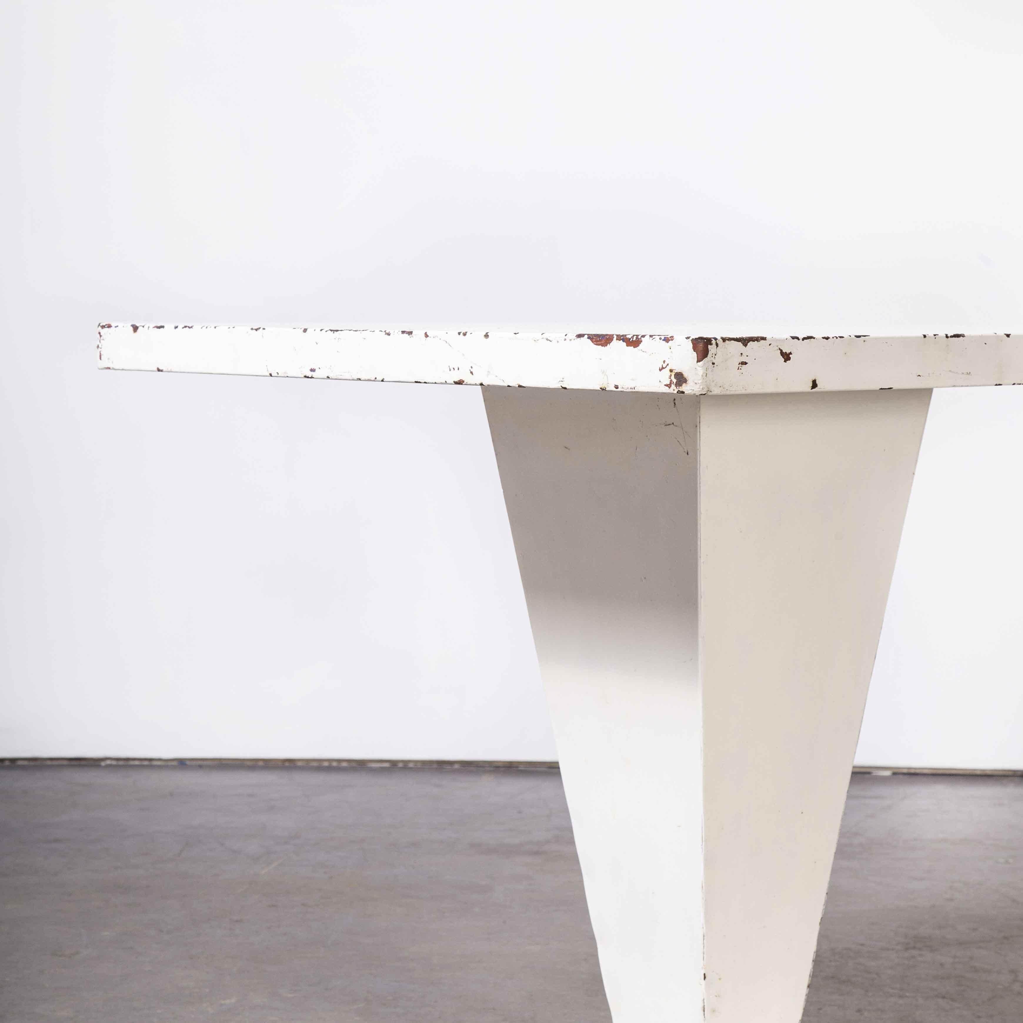 Mid-20th Century 1960's Original French Tolix Kub Outdoor Table 'Model 1107.1', White Square
