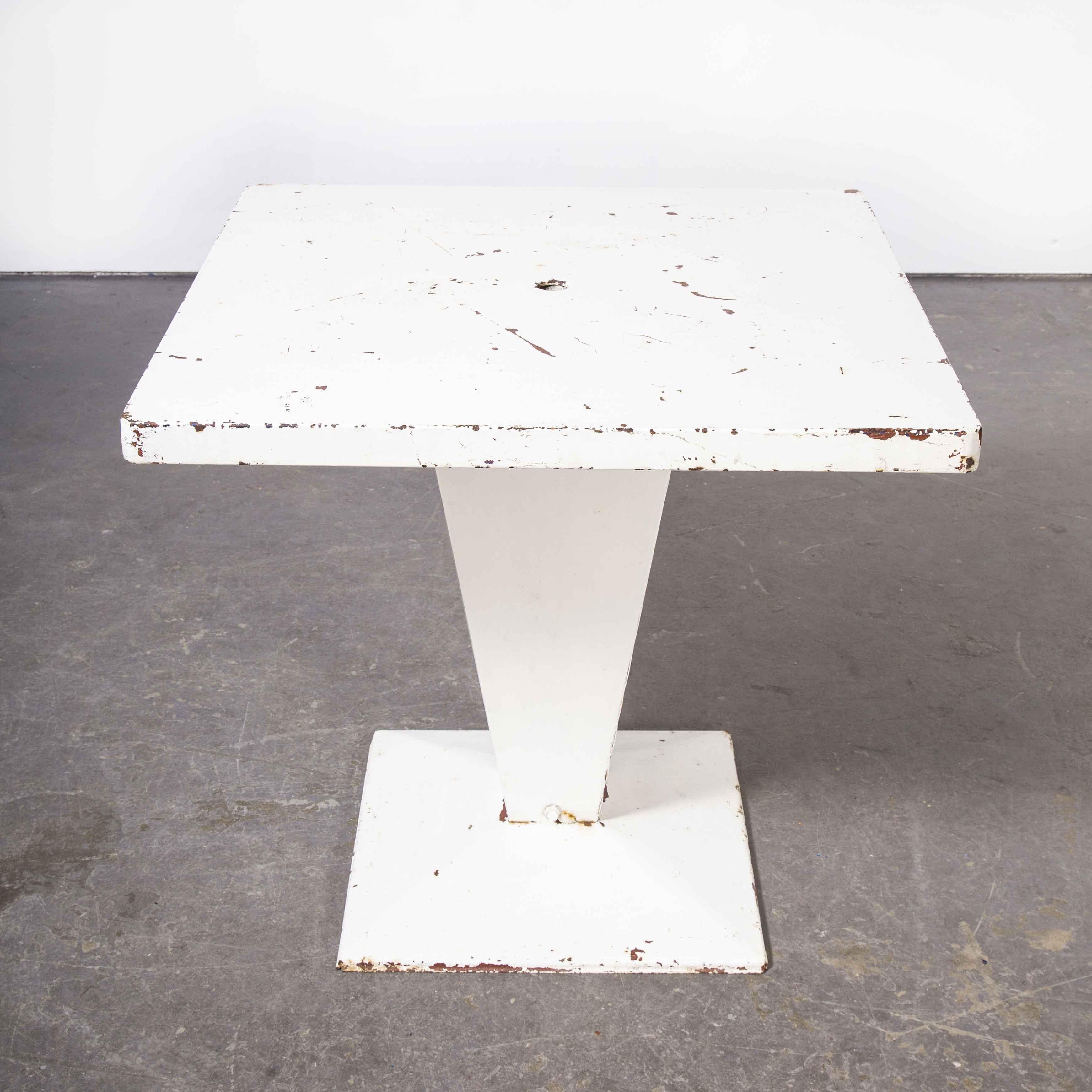 1960's Original French Tolix Kub Outdoor Table 'Model 1107.1', White Square 4