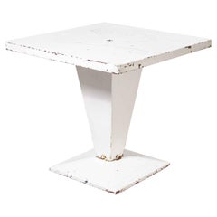 1960's Original French Tolix Kub Outdoor Table, White Square