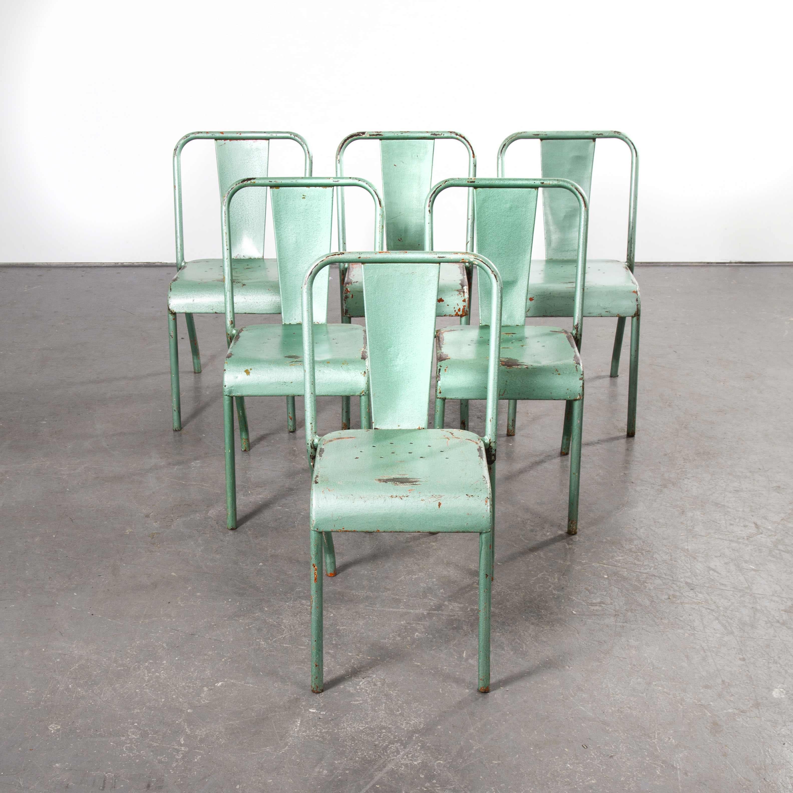 1960s Original French Tolix T37 Metal Cafe Outdoor Dining Chairs Ð, Set of Six In Good Condition In Hook, Hampshire