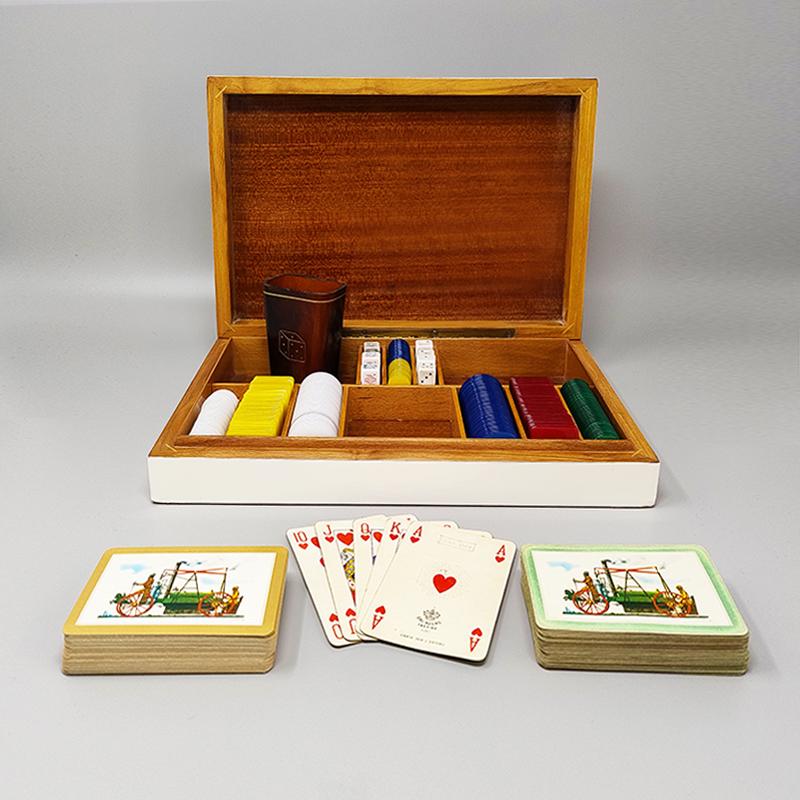1960s Original Gorgeous Playing Cards Box by Piero Fornasetti. Made in Italy 1