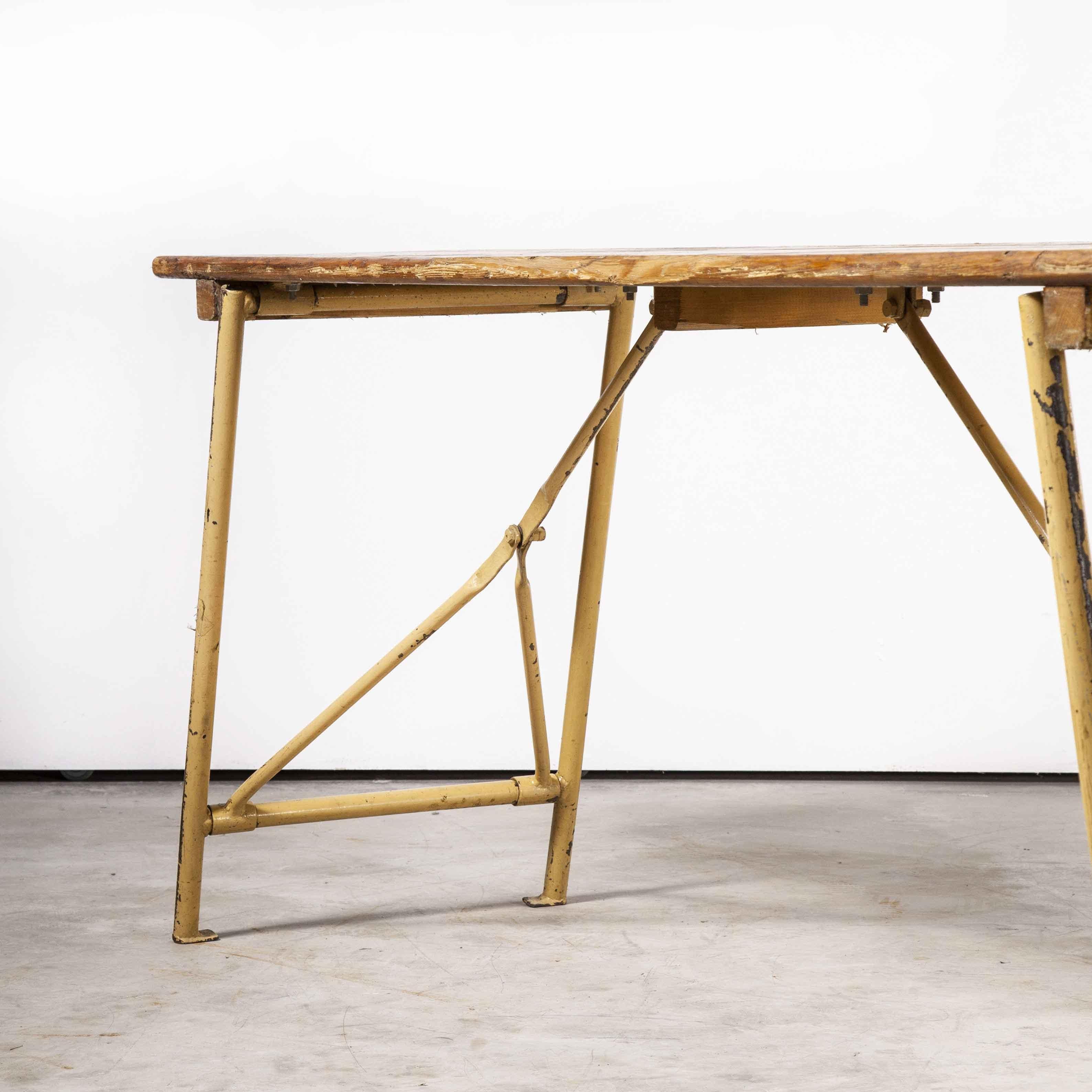 1960’s original heavy duty French army trestle dining table (1097.7)

1960’s original heavy duty French army trestle dining table (1097.7) We love these heavy duty authentic French Army trestle tables. The tops are thick and substantial and the