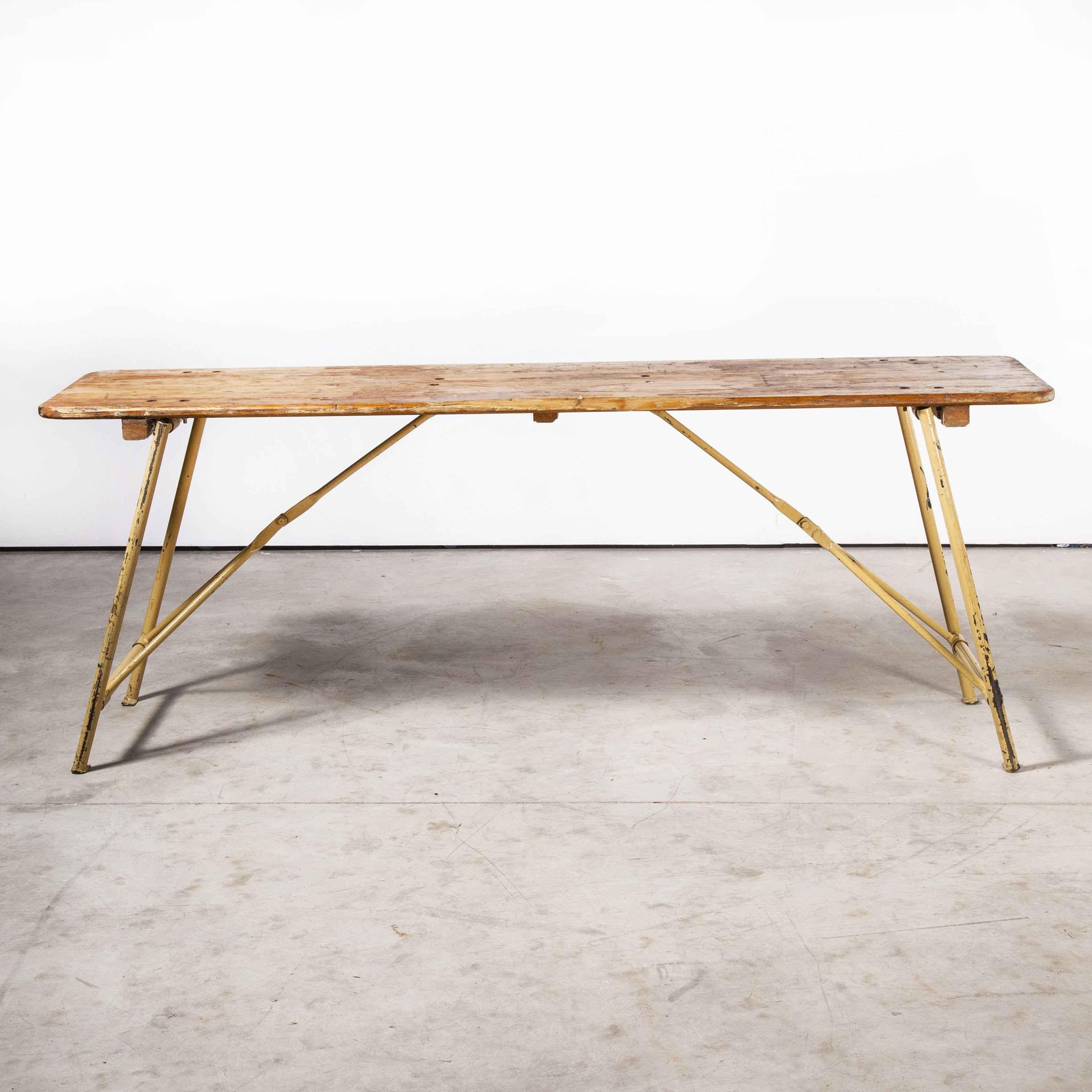 1960's Original Heavy Duty French Army Trestle Dining Table '1097.7' 1