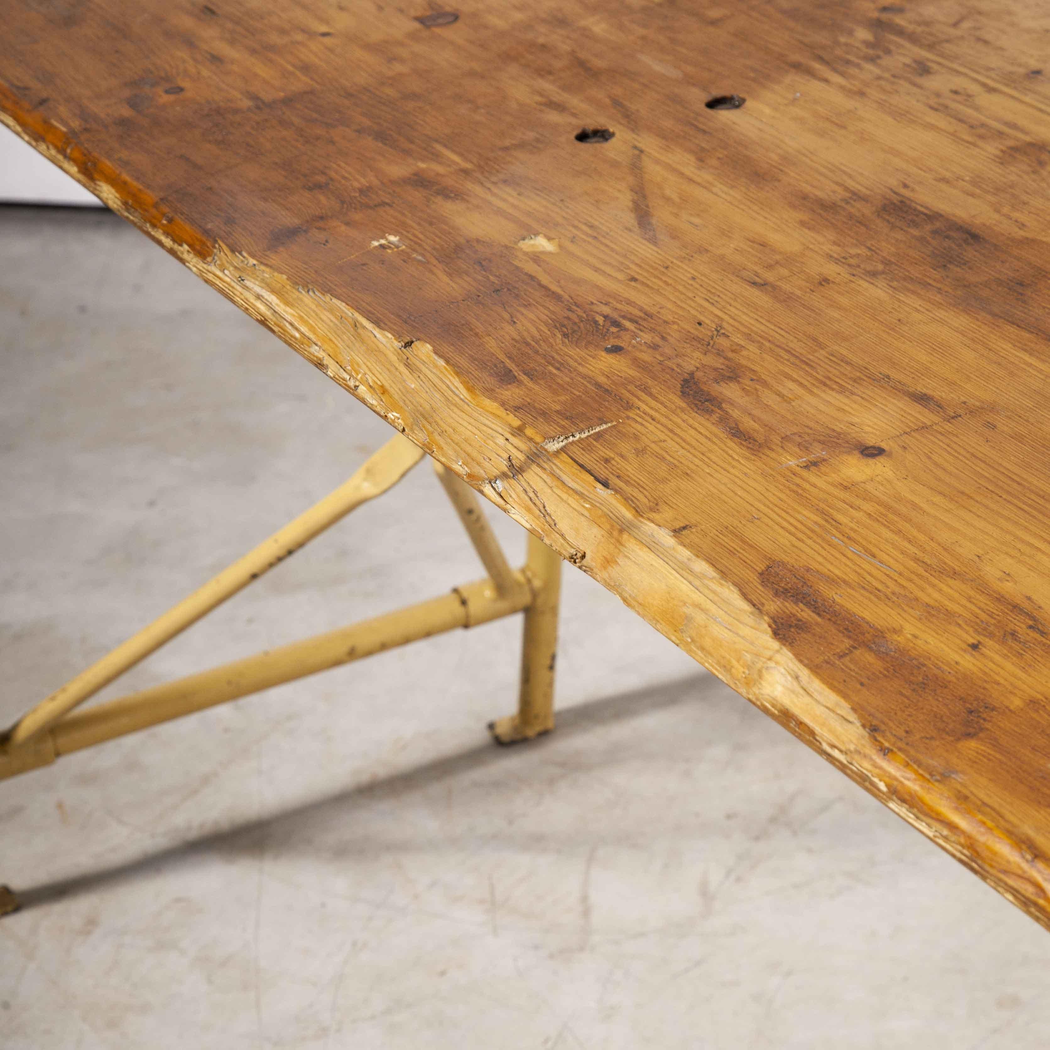 1960's Original Heavy Duty French Army Trestle Dining Table '1097.7' 4