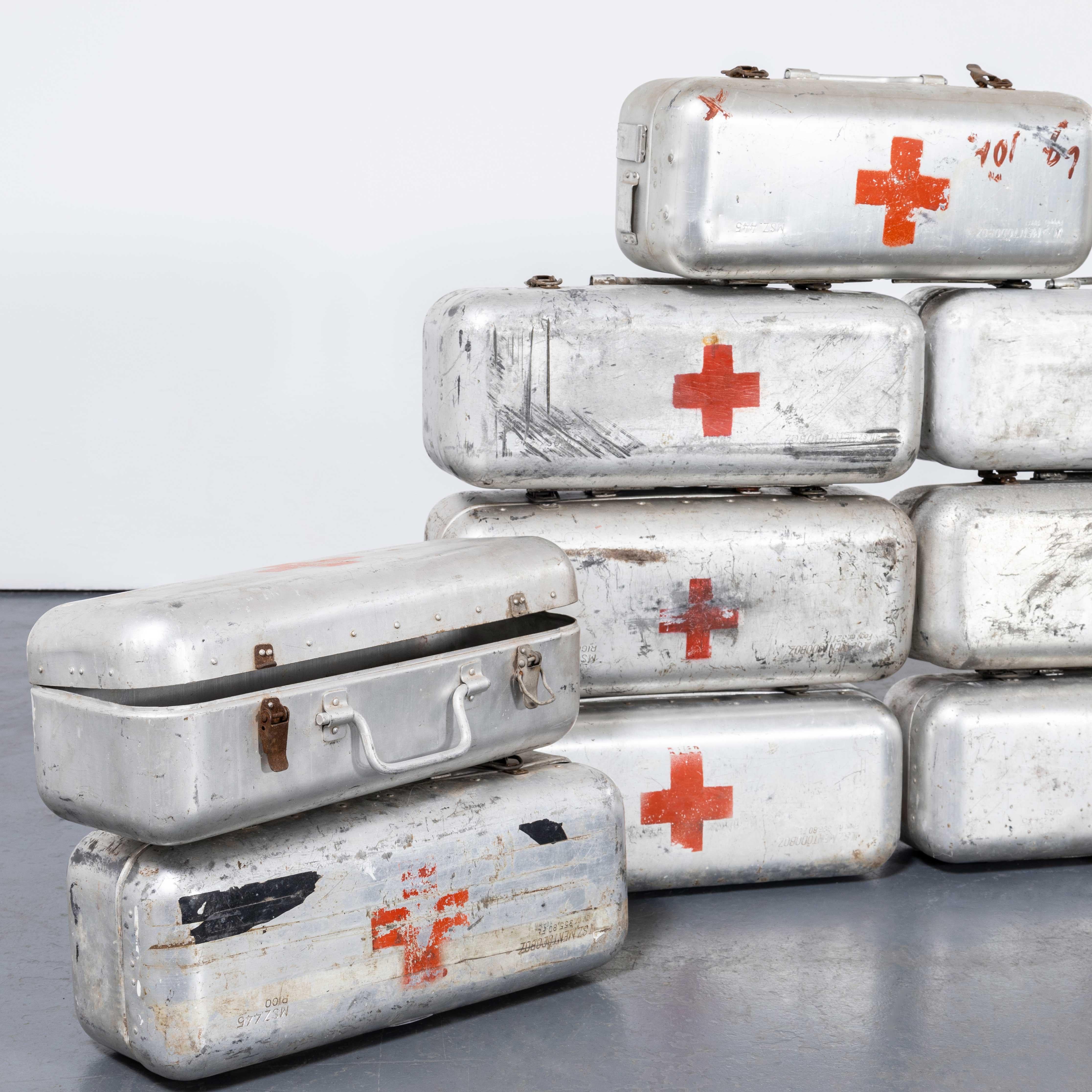 European 1960's Original Hungarian Army First Aid Boxes - Long Shape For Sale