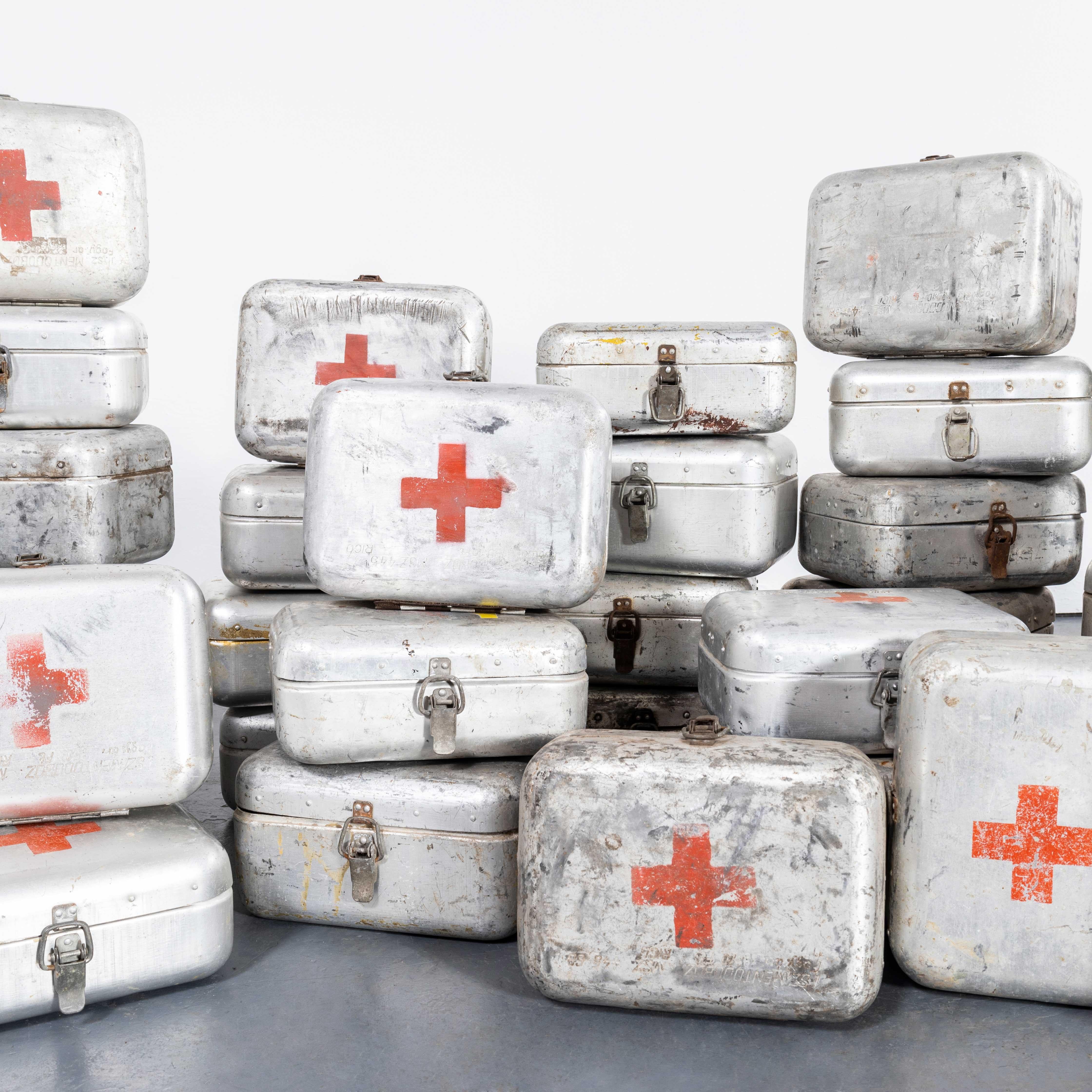 European 1960's Original Hungarian Army First Aid Boxes - Medium Shape For Sale