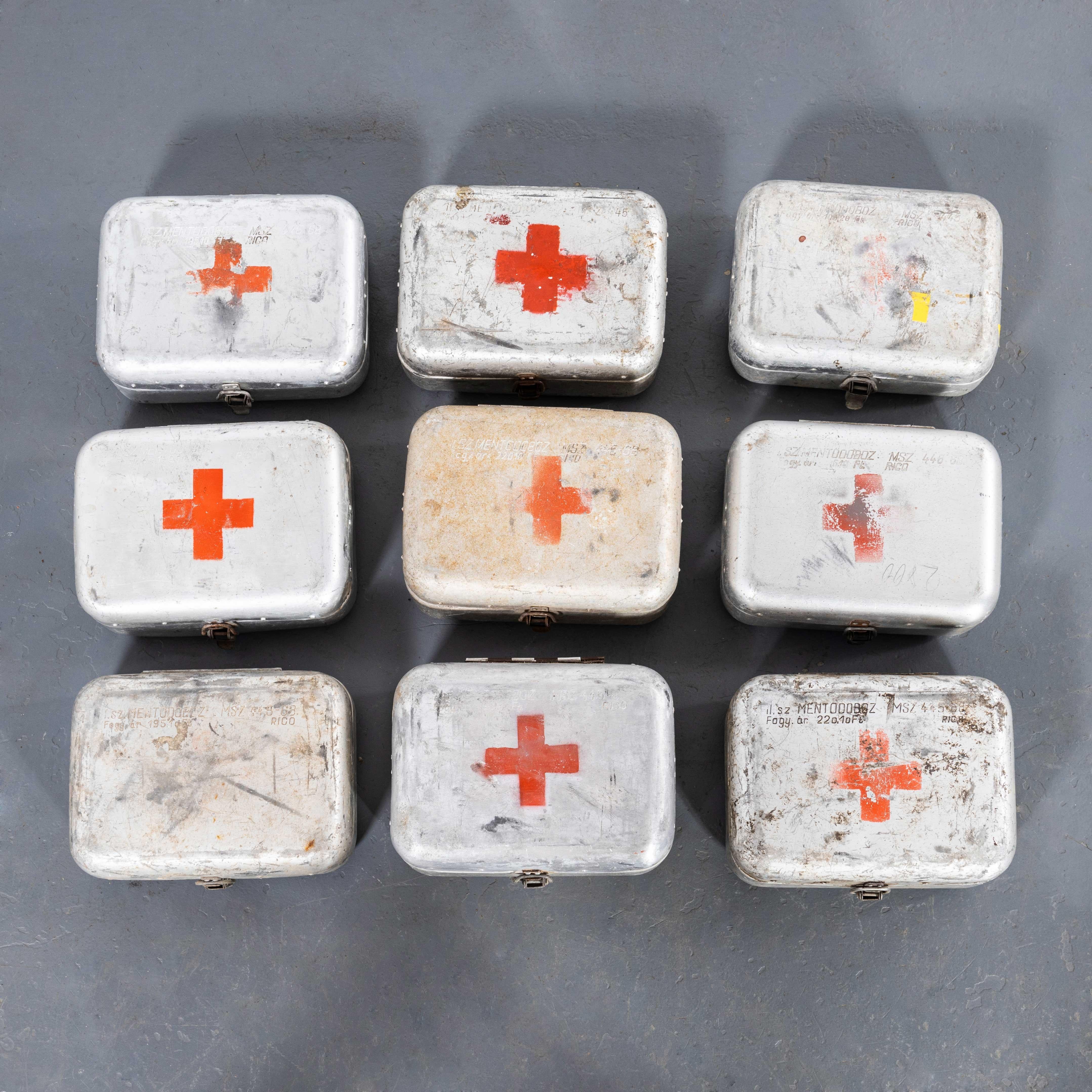Mid-20th Century 1960's Original Hungarian Army First Aid Boxes - Medium Shape For Sale