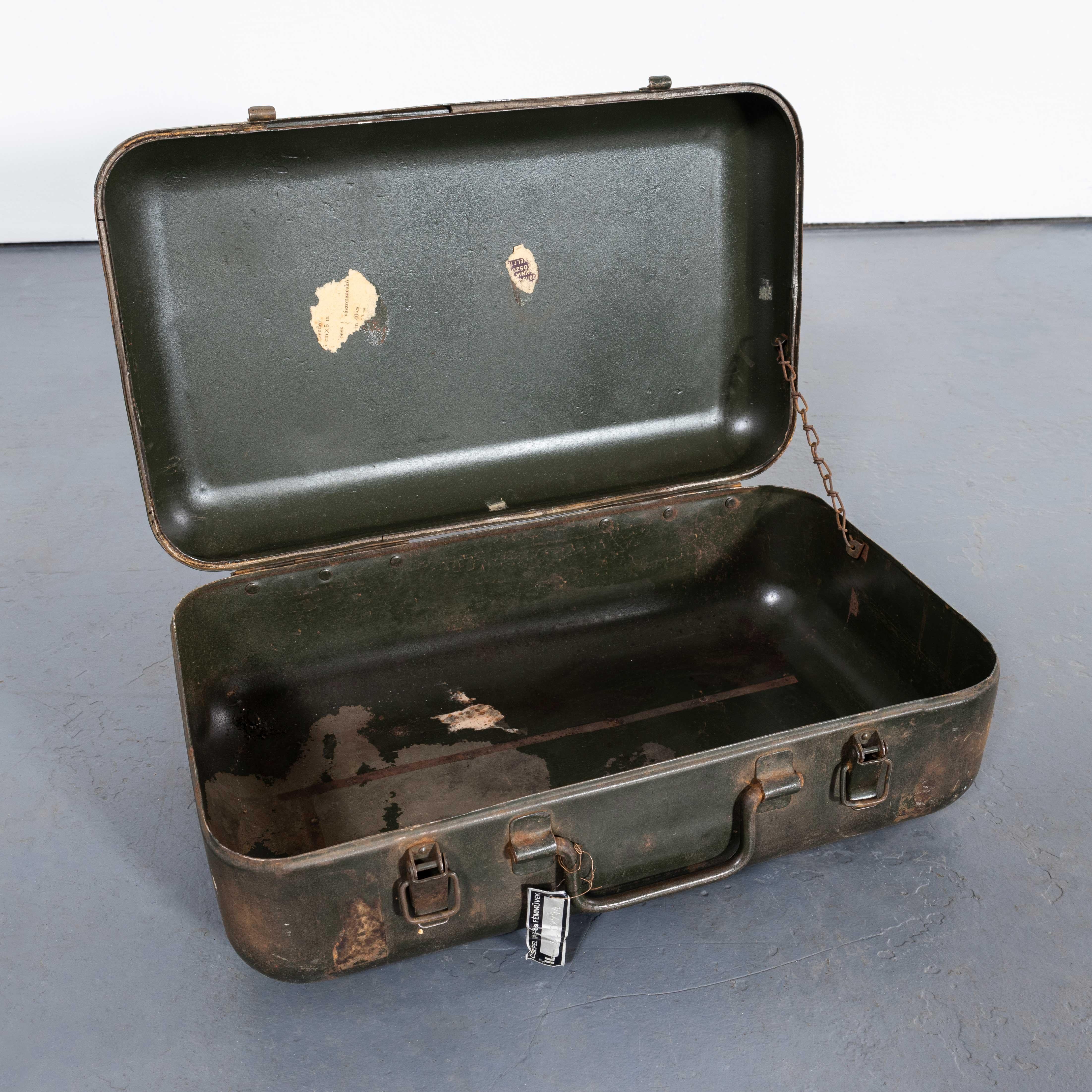 Aluminum 1960's Original Hungarian Army First Aid Boxes - Set Of Three Green For Sale