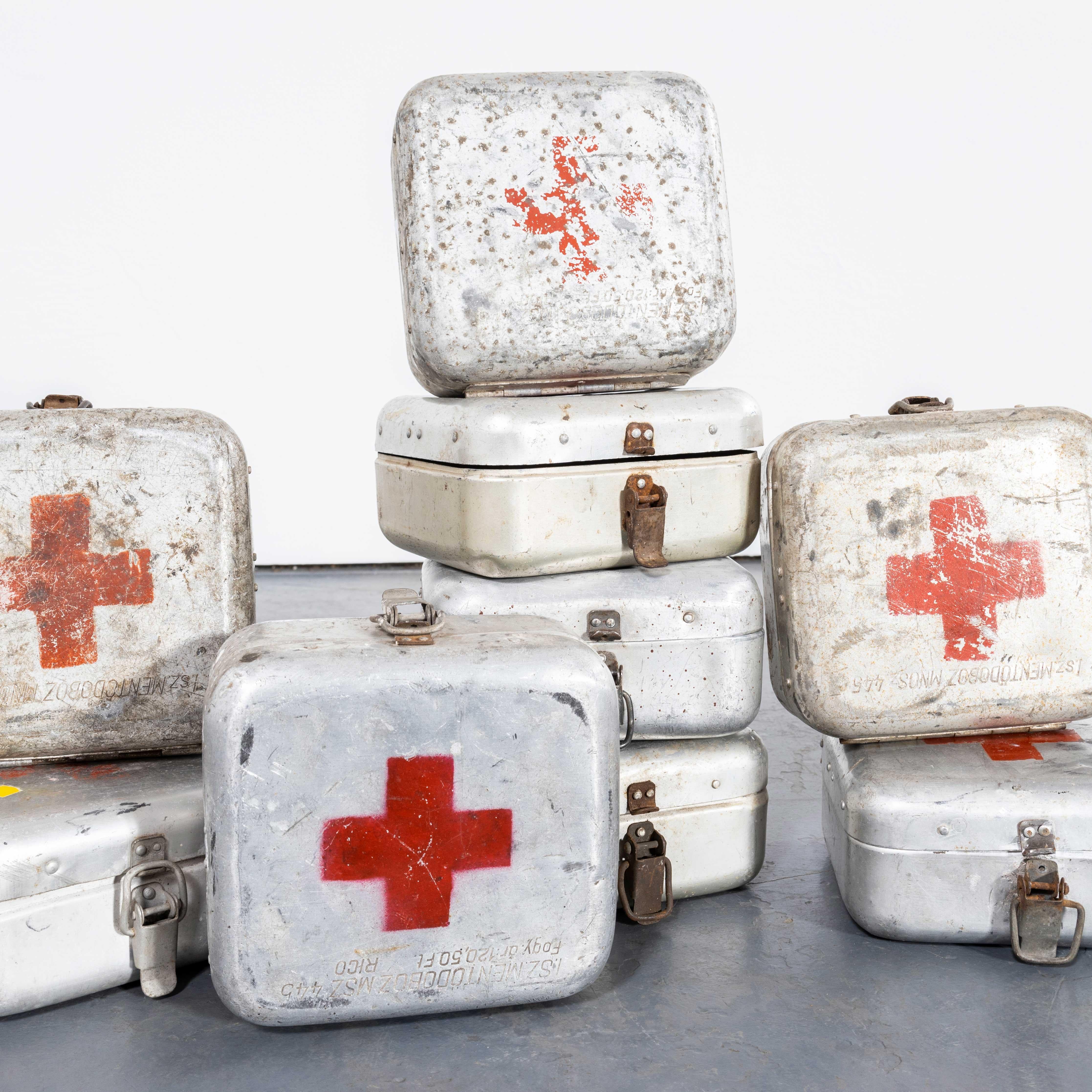 European 1960's Original Hungarian Army First Aid Boxes - Small Shape For Sale
