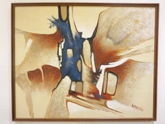 1960s Original Large Abstract Oil on Canvas by Anderson