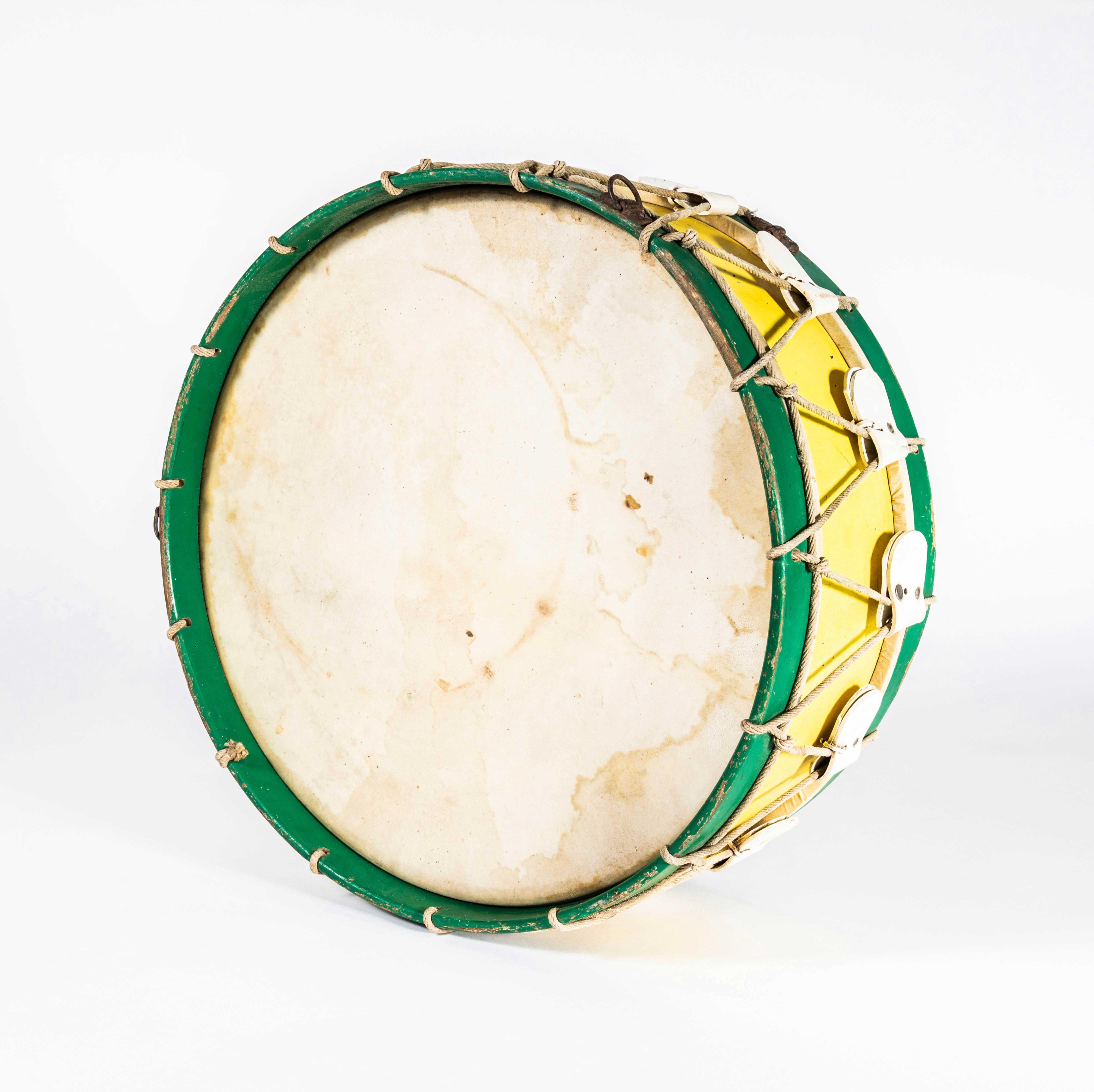 Animal Skin 1960's Original Large Working Yellow Drum For Sale