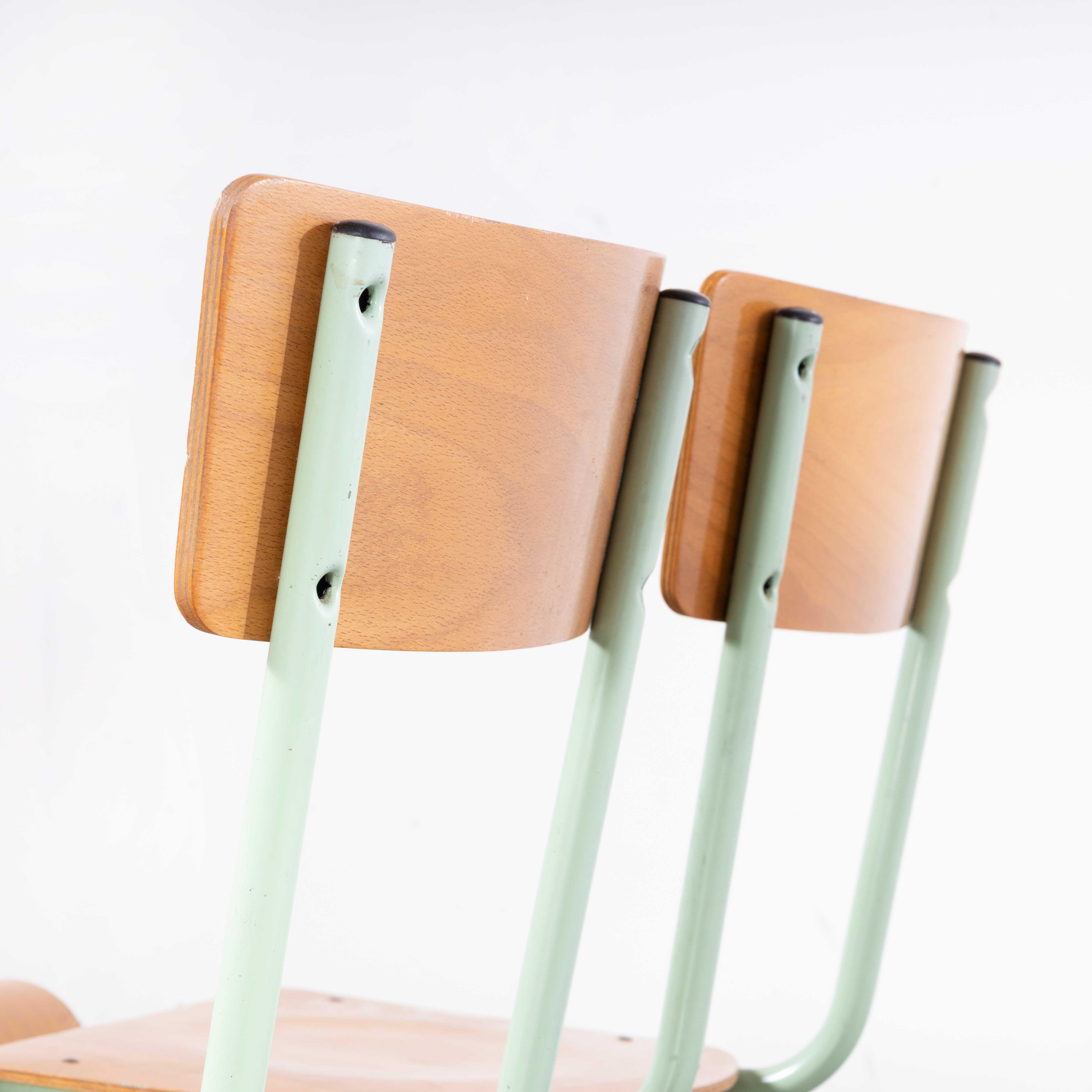 1960’s Original Mint French Stacking University Chairs Wide Back - Set Of Four For Sale 4