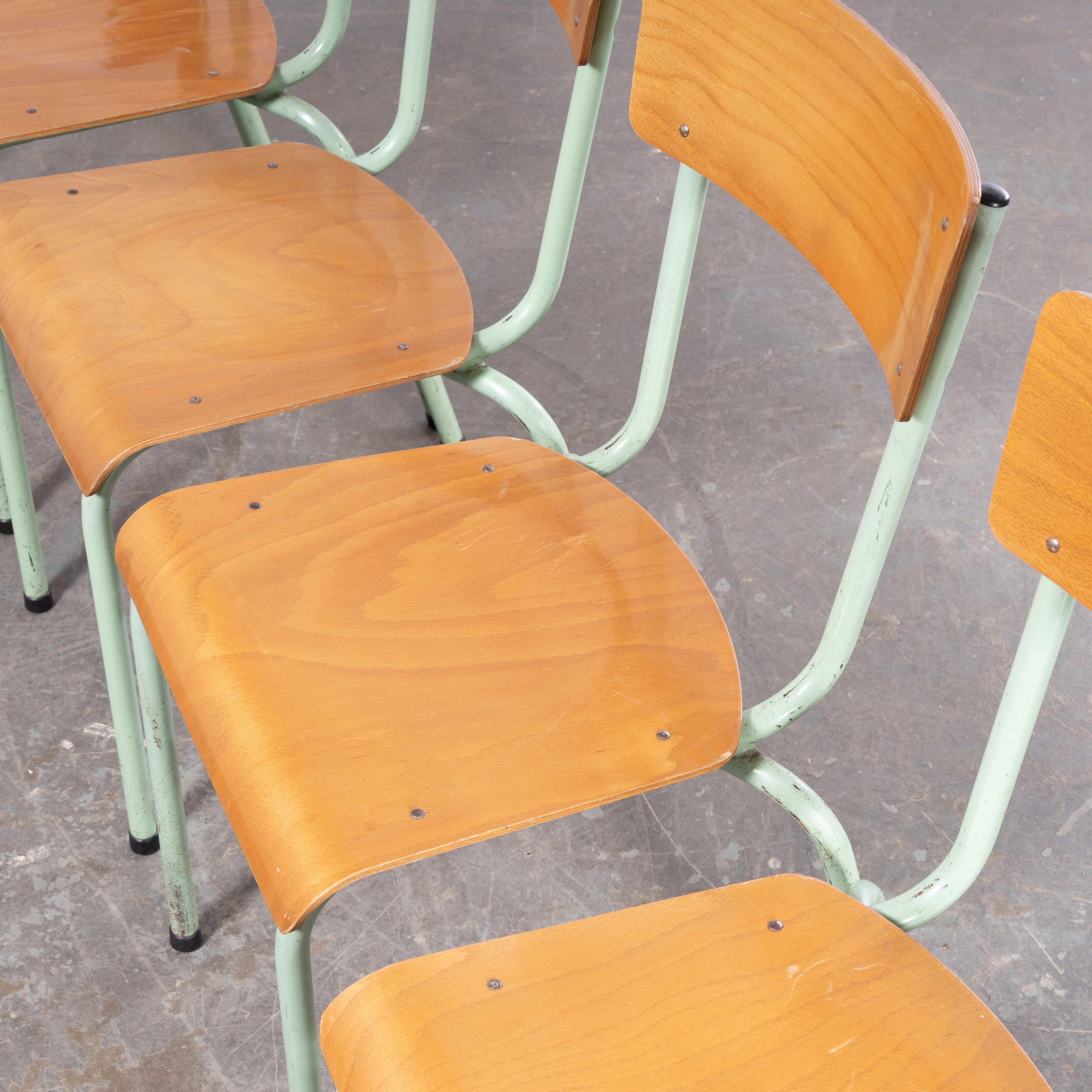 1960’s Original Mint French Stacking University Chairs Wide Back - Set Of Six For Sale 4
