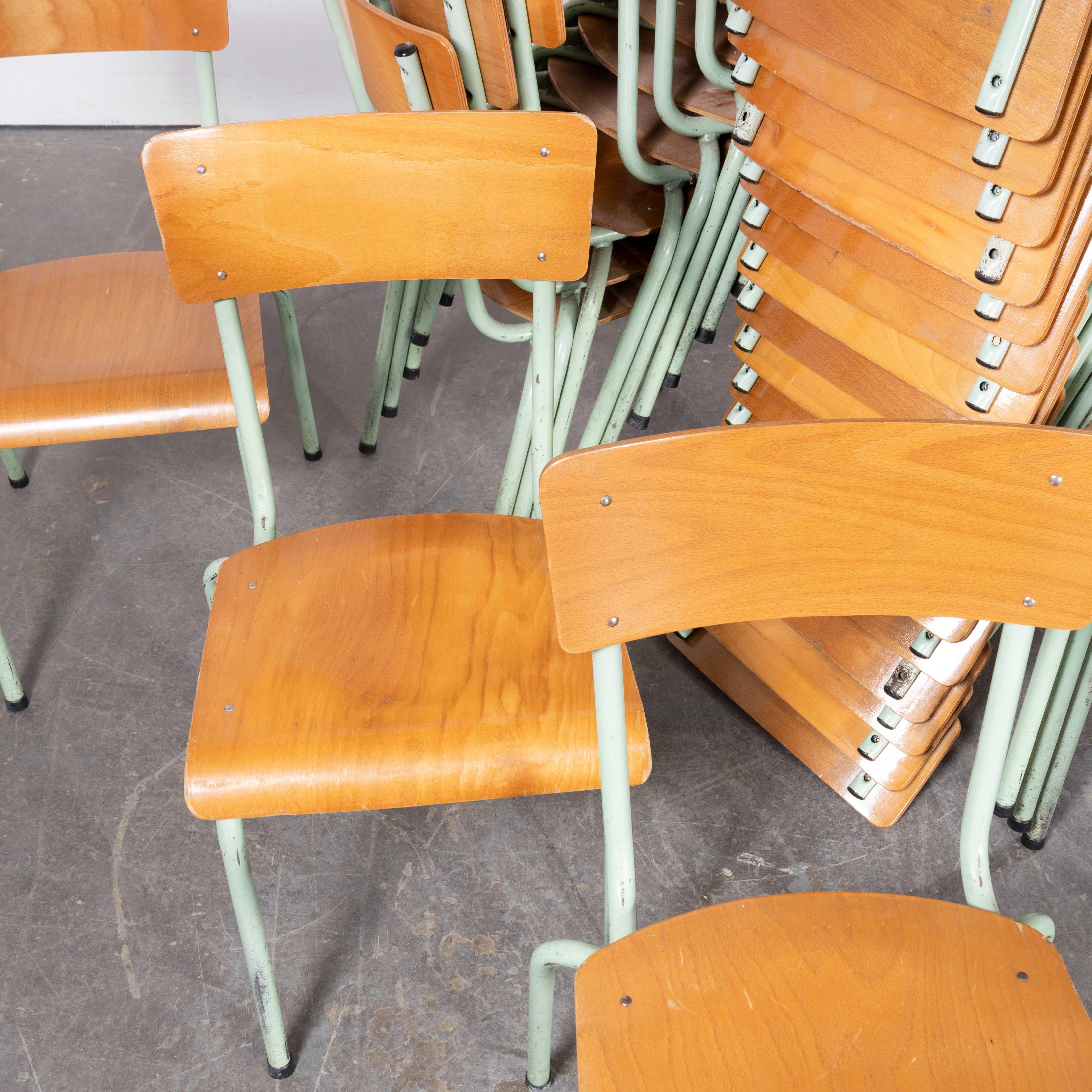 1960’s Original Mint French Stacking University Chairs Wide Back - Various Qty For Sale 4