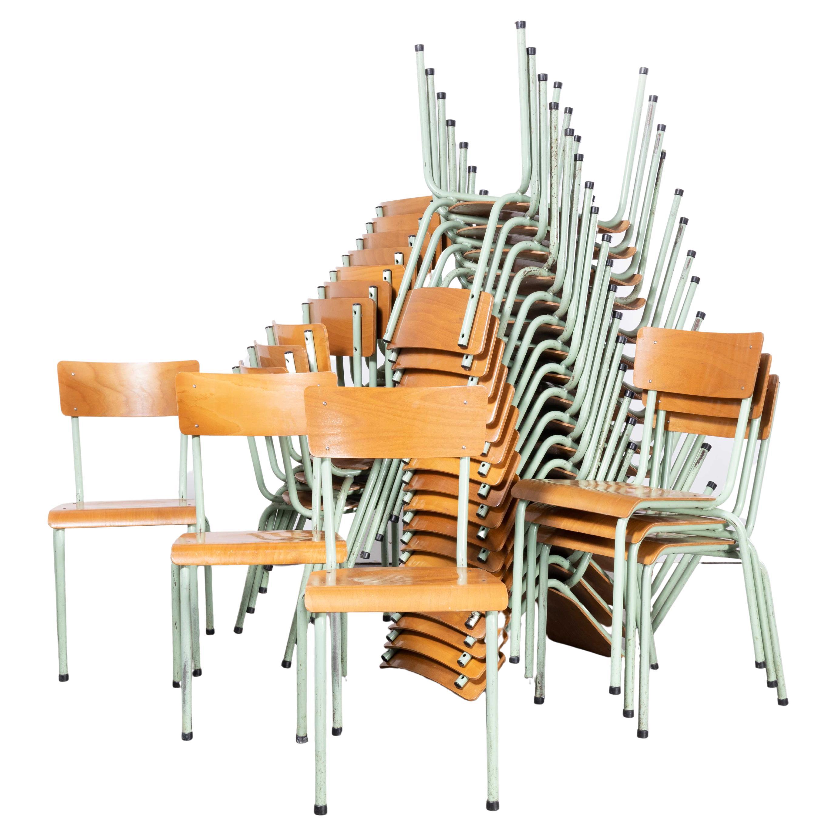 1960’s Original Mint French Stacking University Chairs Wide Back - Various Qty For Sale