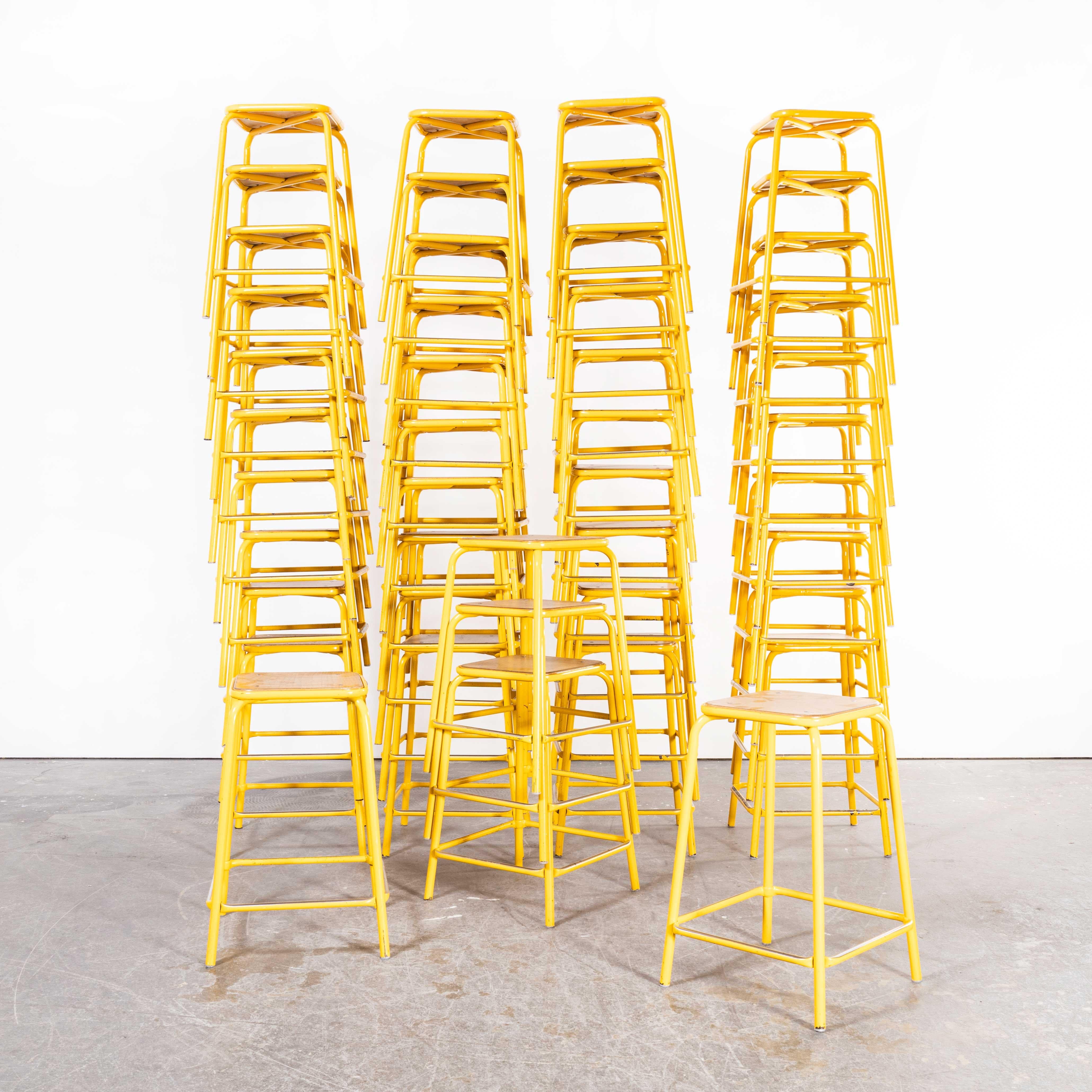 1960's Original Mullca French High Stools, Yellow, Good Quantities Available For Sale 1
