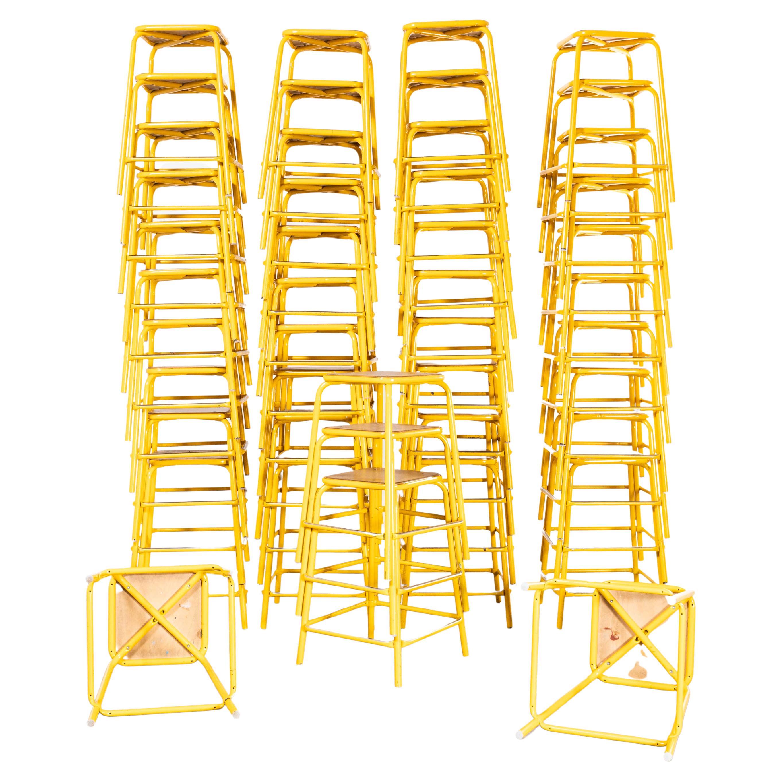 1960's Original Mullca French High Stools, Yellow, Good Quantities Available For Sale