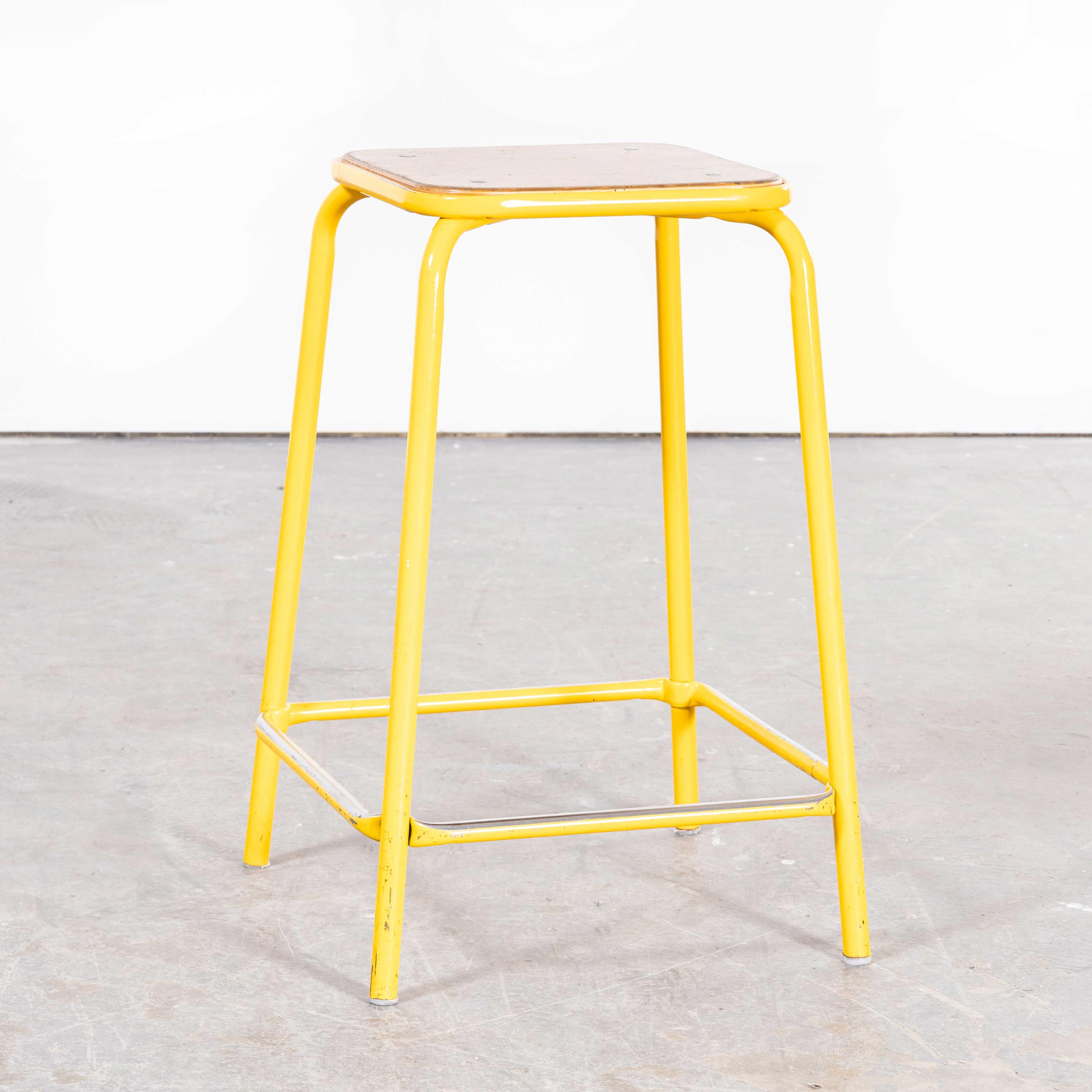Mid-20th Century 1960's Original Mullca French High Stools - Yellow - Set Of Four For Sale