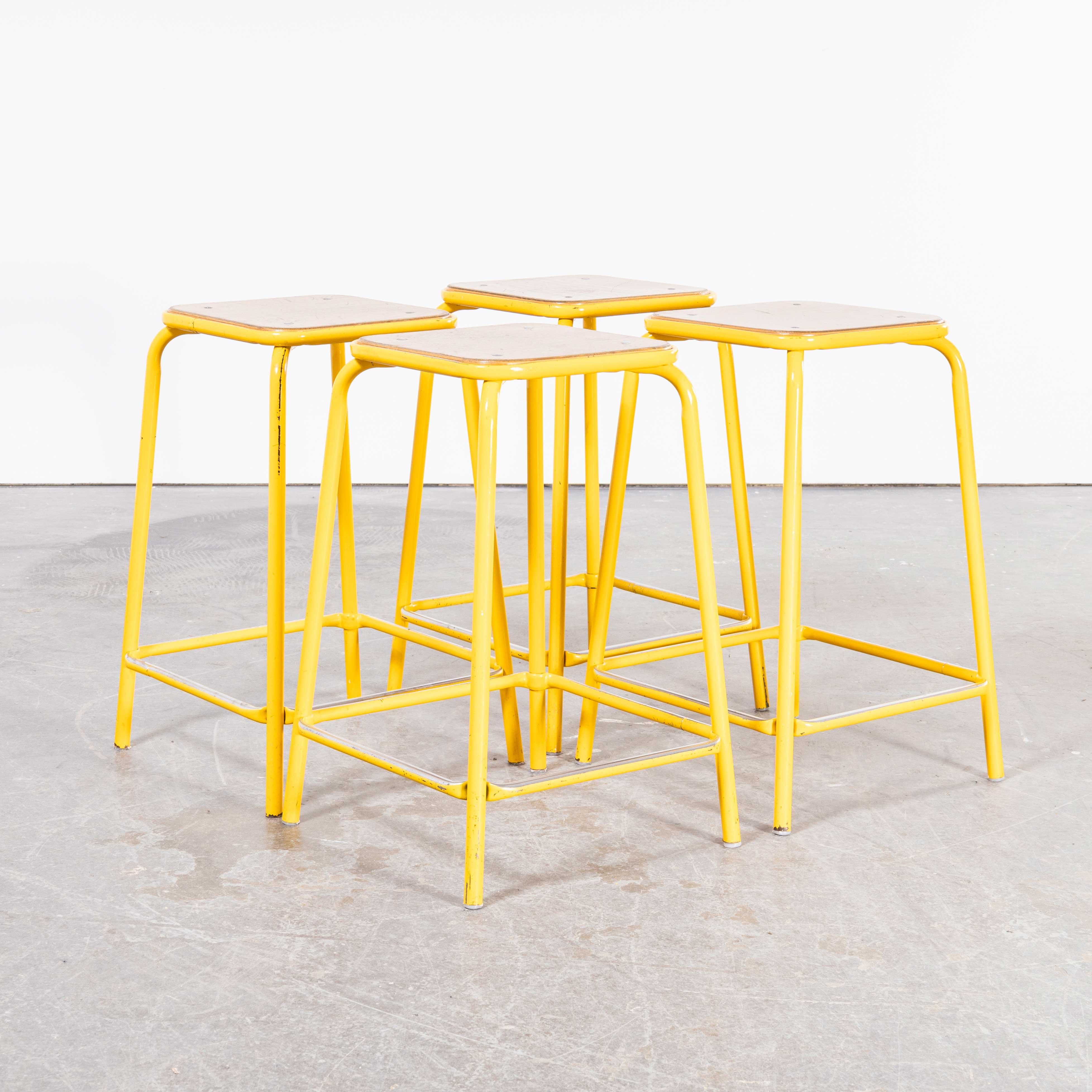 1960's Original Mullca French High Stools - Yellow - Set Of Four For Sale 1