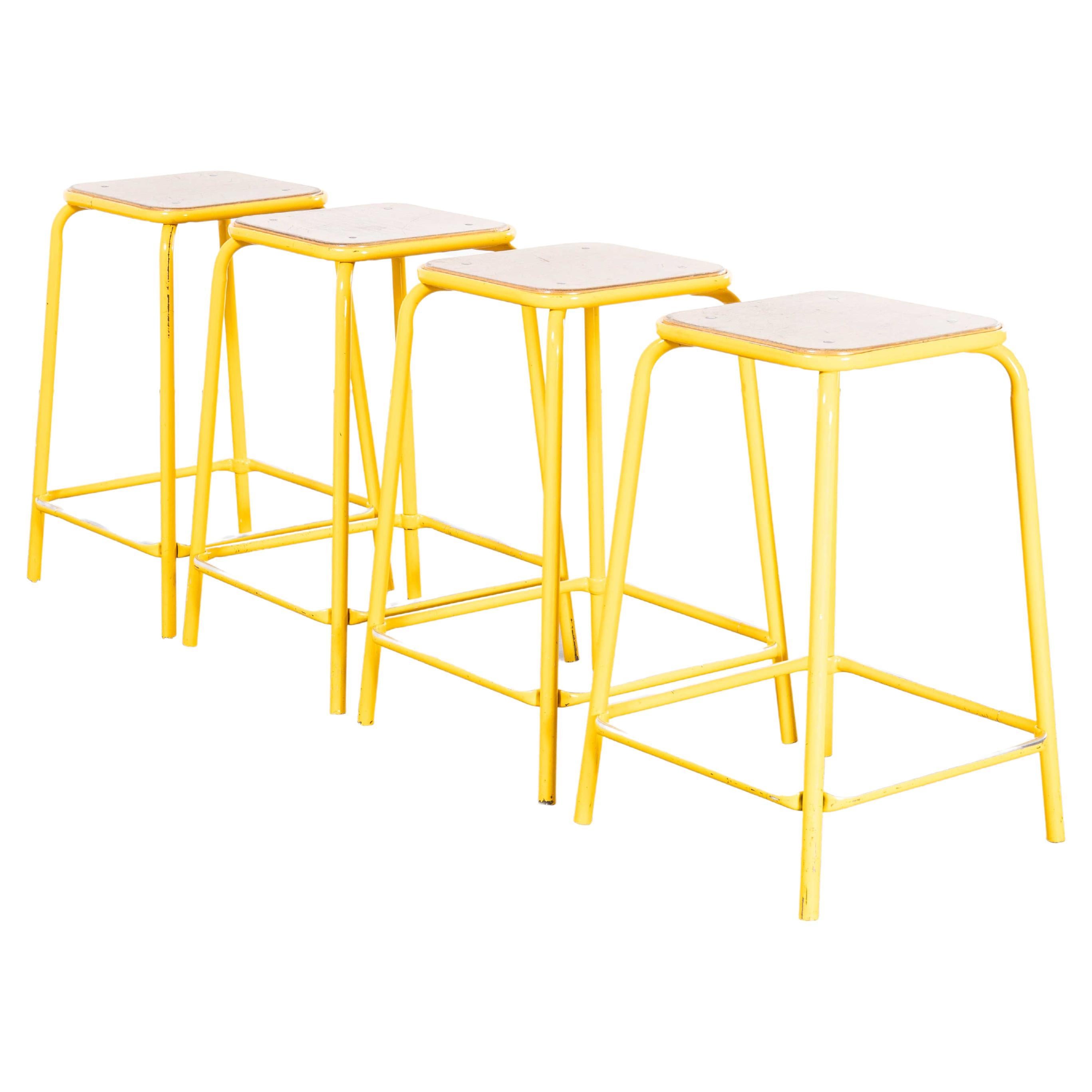 1960's Original Mullca French High Stools - Yellow - Set Of Four For Sale