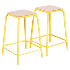 1960's Original Mullca French High Stools - Yellow - Set Of Two