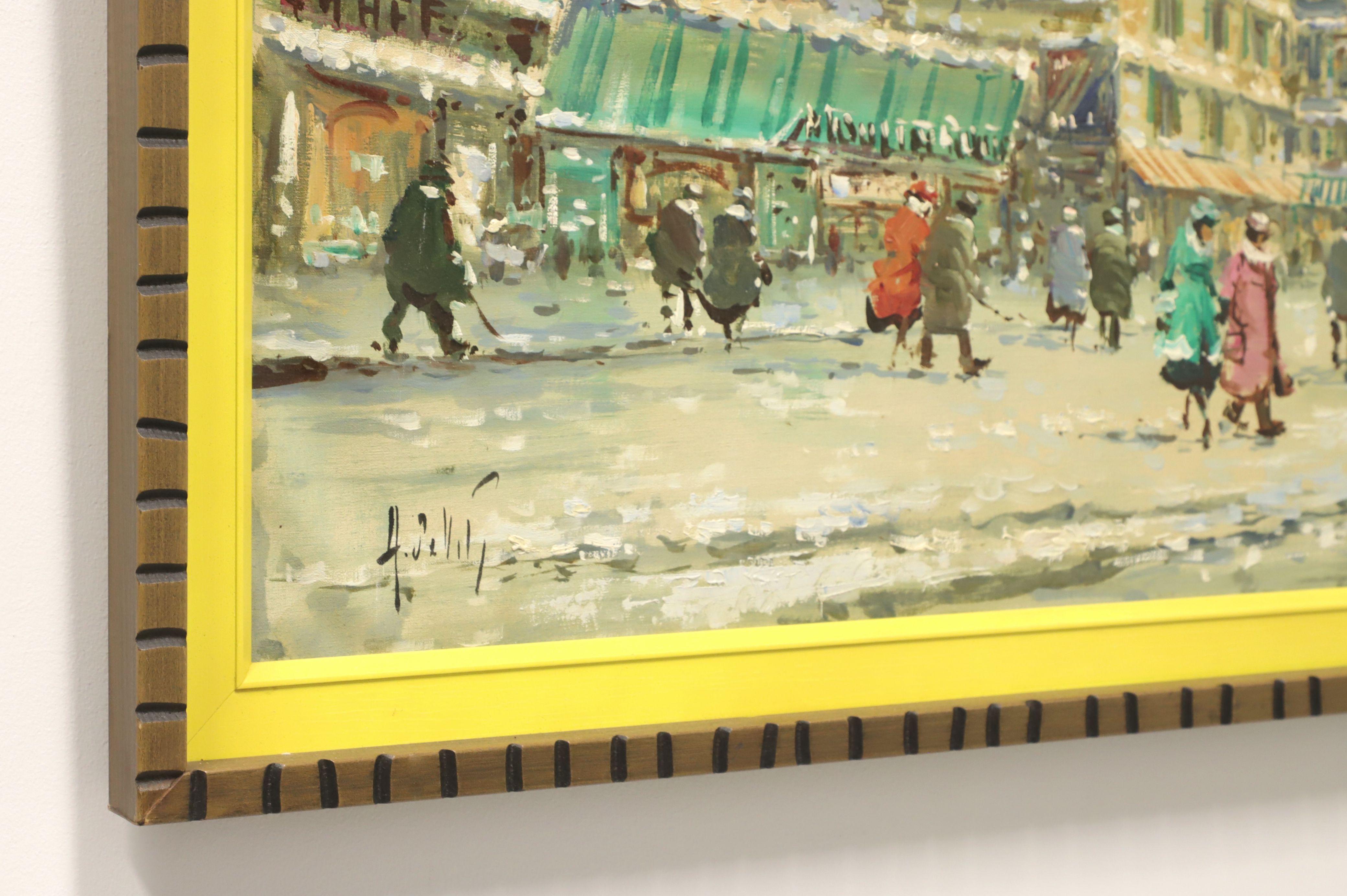 Other 1960's Original Oil on Canvas Painting - European Snowy Street Scene - Signed For Sale