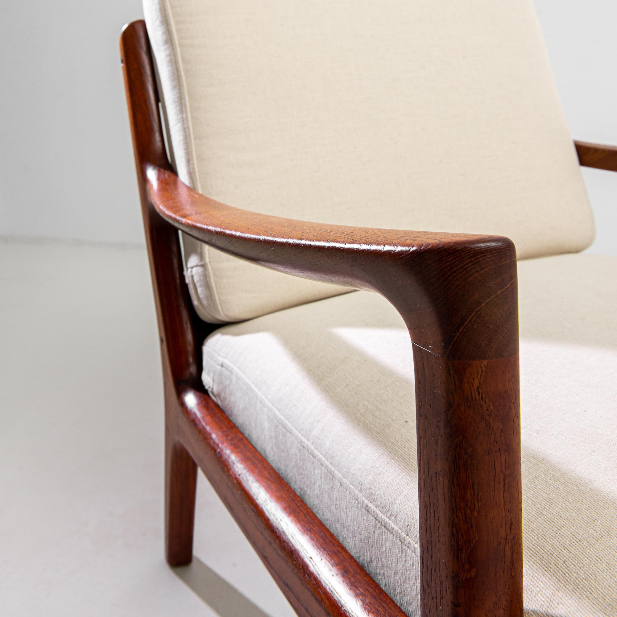 Danish 1960s Original Ole Wanscher Teak Upholstered Armchair For Sale
