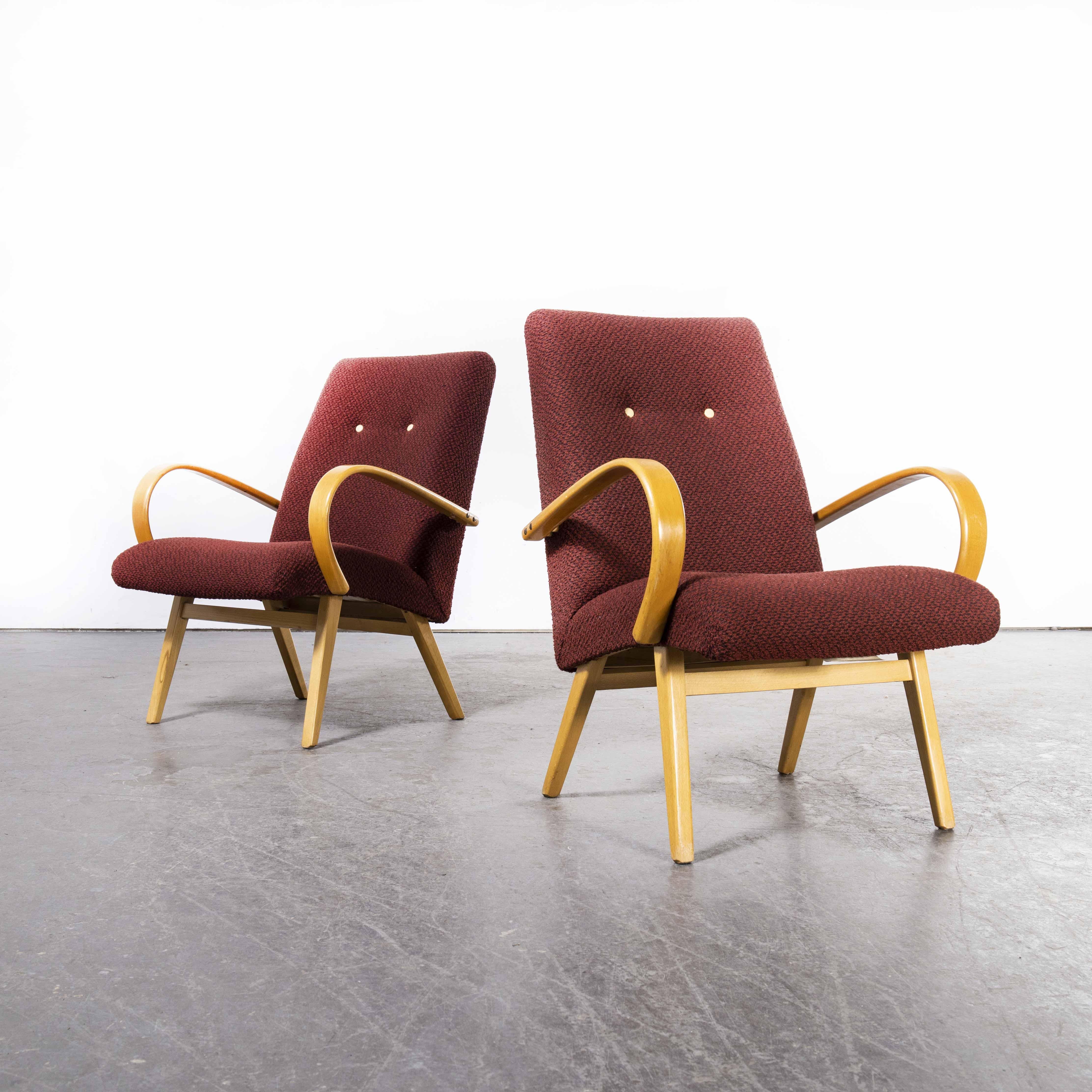 1960’s original pair of red armchairs – Produced By Up Zavody
1960’s original pair of red armchairs – Produced By Up Zavody. These chairs were produced by the Czech firm Up Zavody, produced in the sixties and these chairs retain their original