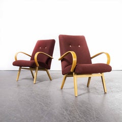 Paire de fauteuils rouges d'origine des années 1960, produits par Up Zavody