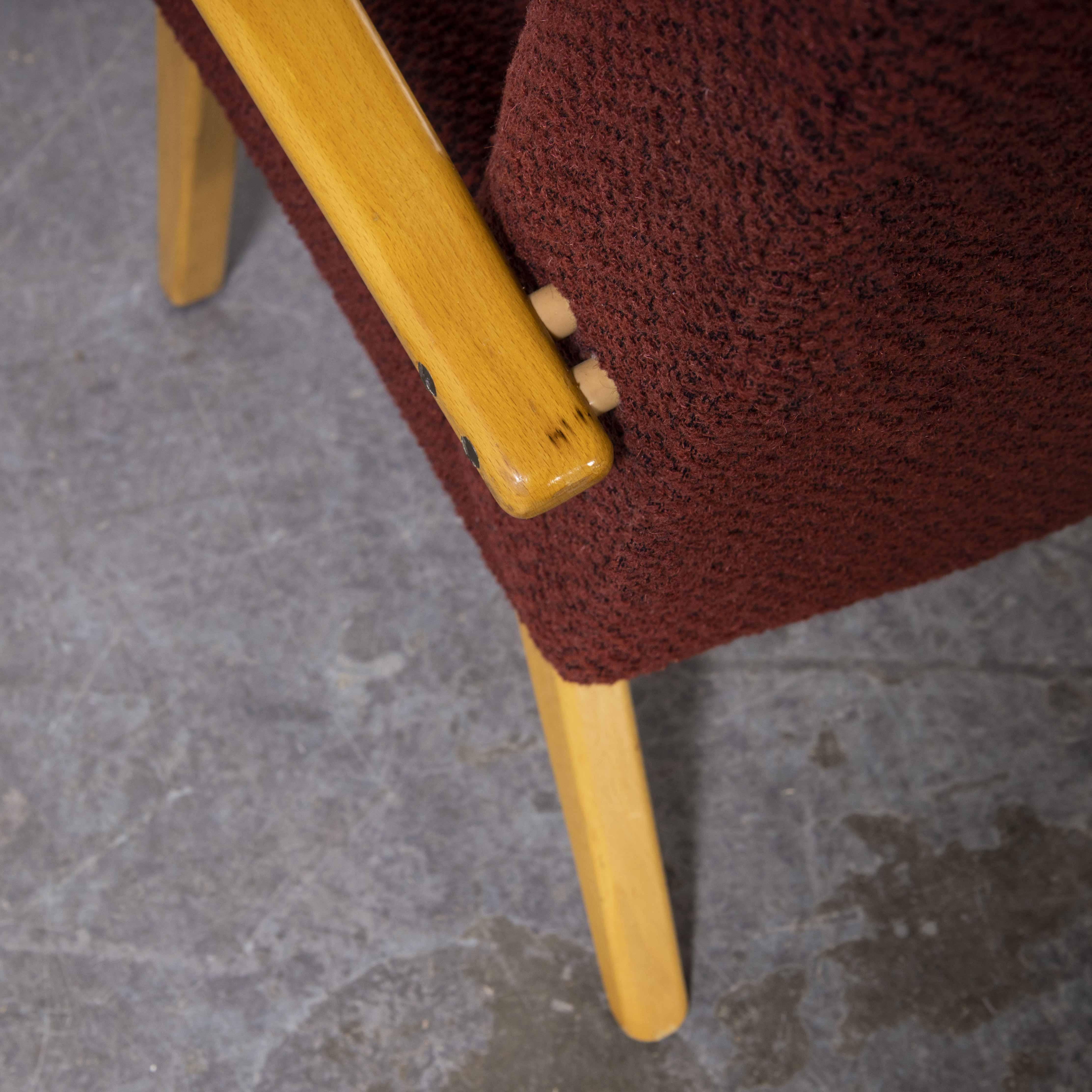 Czech 1960's Original Pair Of Red Armchairs, Produced By Up Zavody For Sale