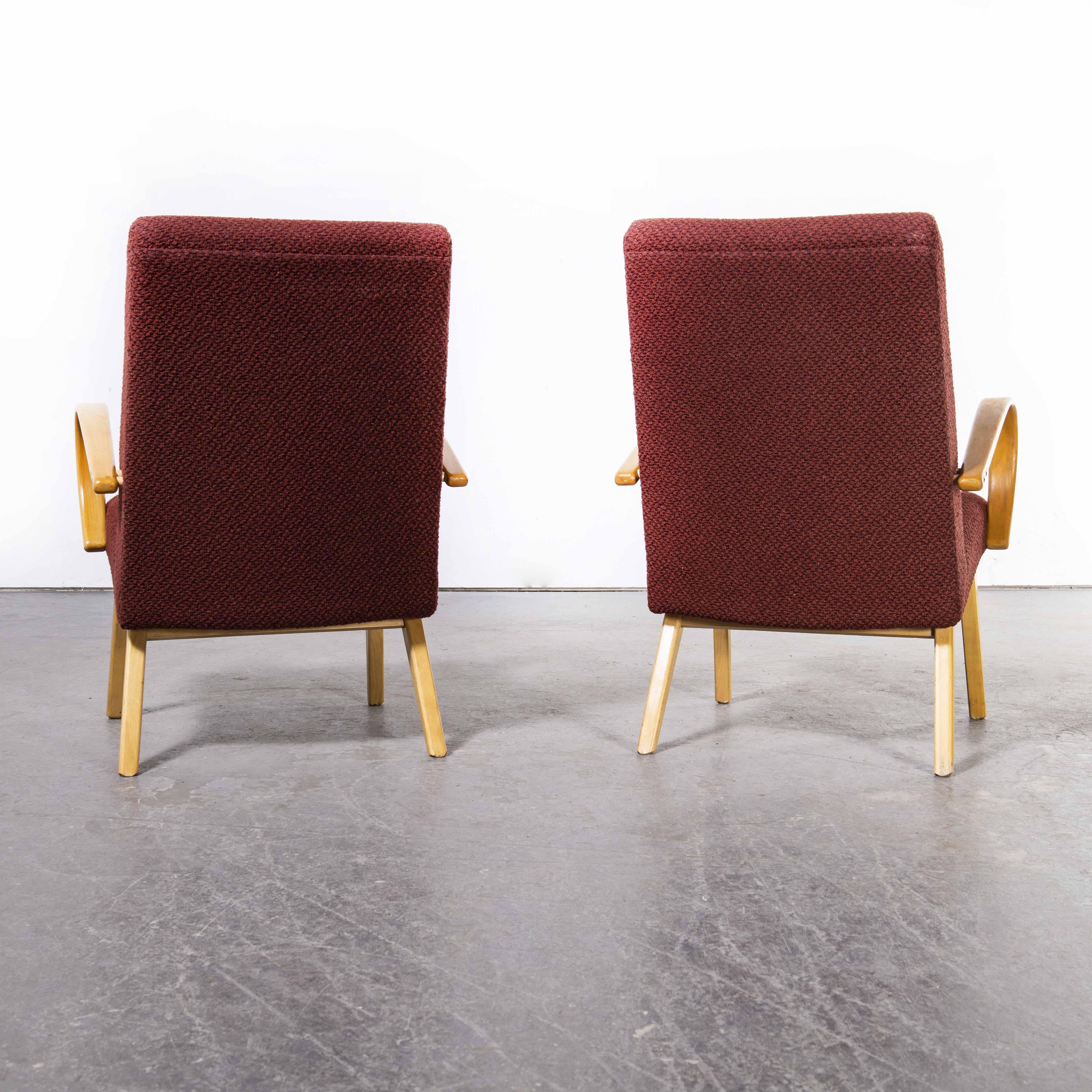 1960's Original Pair Of Red Armchairs, Produced By Up Zavody For Sale 2