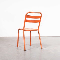 1960's Original Red French Tolix T2 Metal Outdoor Dining Chairs - Set Of Four