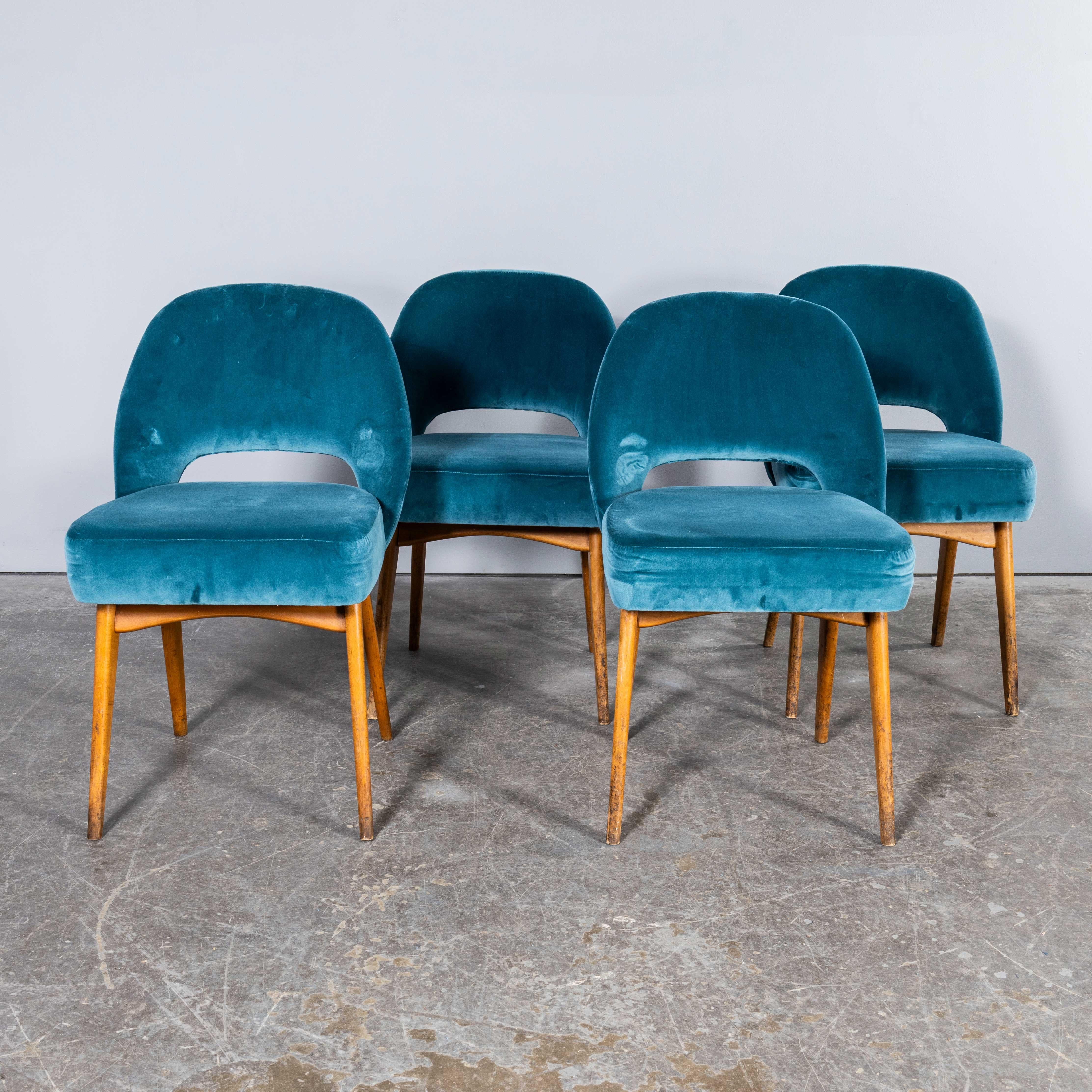 1960's Original Upholstered Velvet Ben Dining Chairs - Good Quantity Available For Sale 2