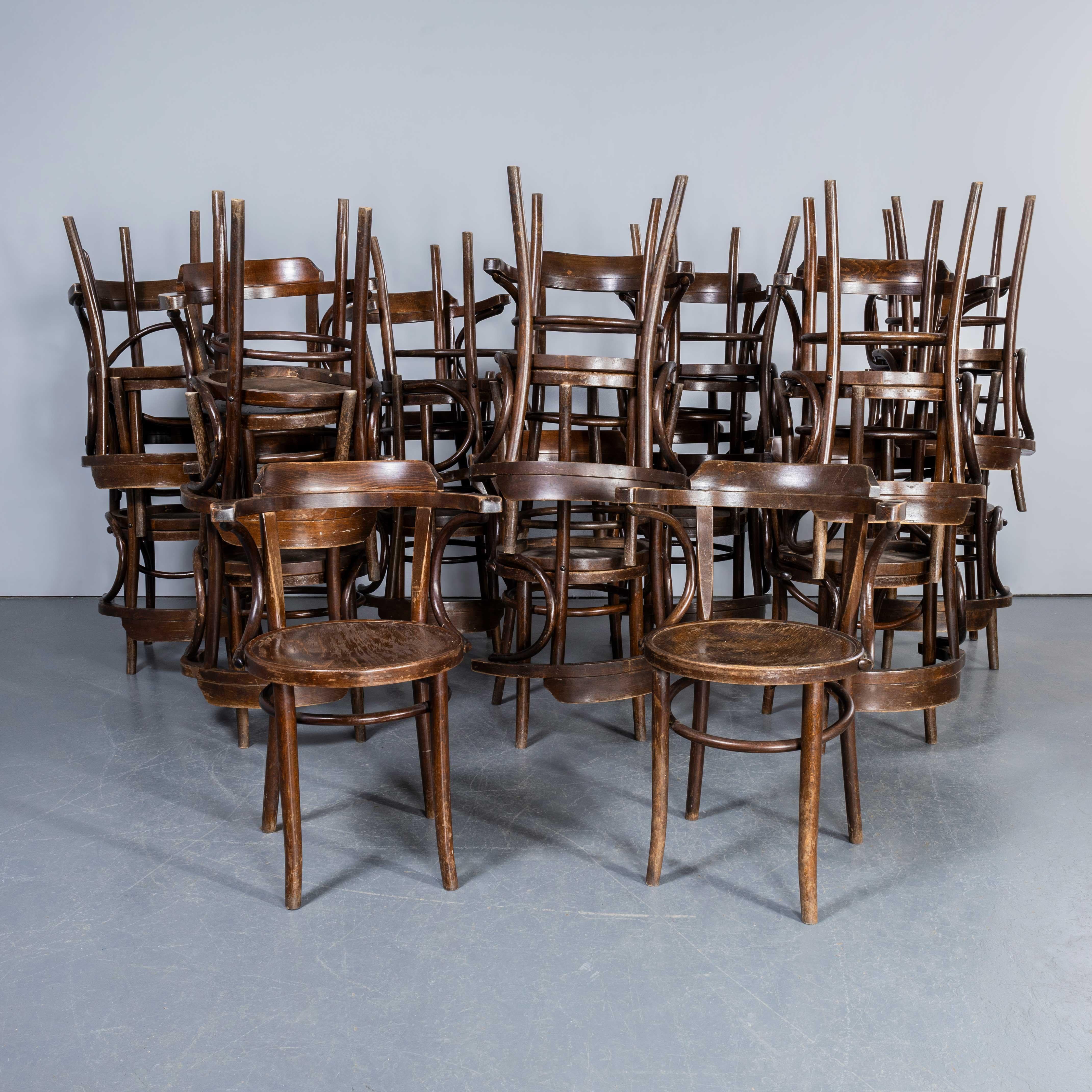 1960's Original Vintage Bentwood Dining Armchairs - Open Back. 
We have a large quantity of these beautiful classic heavy duty and practical bentwood armchairs in stock. Sourced from an old working men's club in south London they are in excellent