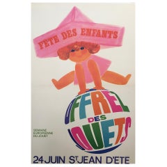 Affiche française d'origine des années 1960, Fete Des Enfants, par Raoul Eric Castel