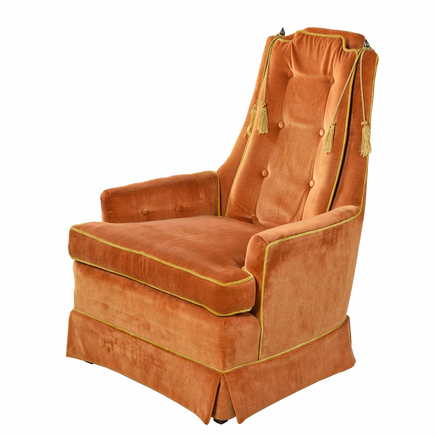 orange velvet recliner