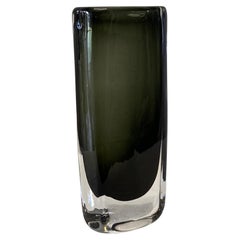 1960er Jahre Orrefors Sommerso Vase aus Rauchglas entworfen von Nils Landberg