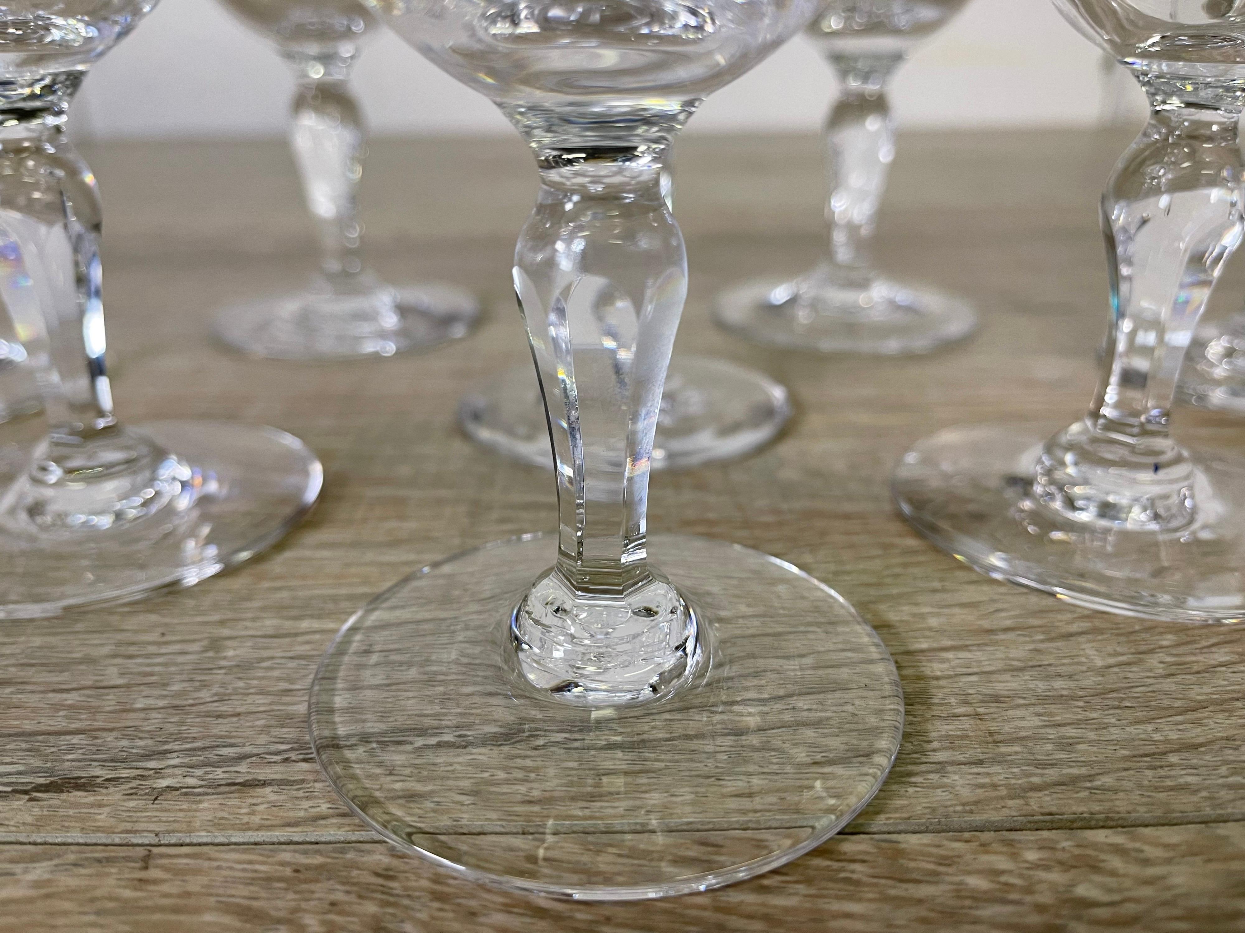 Scandinavian Modern 1960s Orrefors Sweden Karolina Glass Stems, Set of 8 For Sale