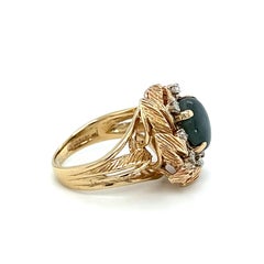 Oscar Caplan Sapphire and Diamond 1960s Wreath Ring in 14K Yellow Gold